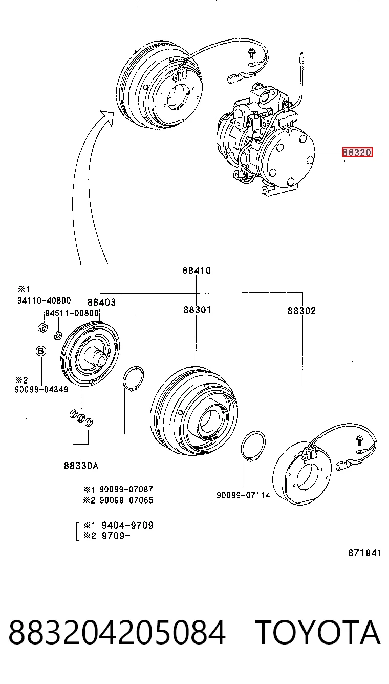 Компресор холодоагенту на Toyota RAV4 I XA