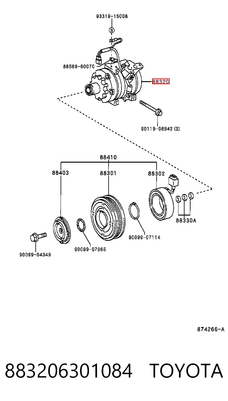 883206301084 Toyota Компресор холодоагенту