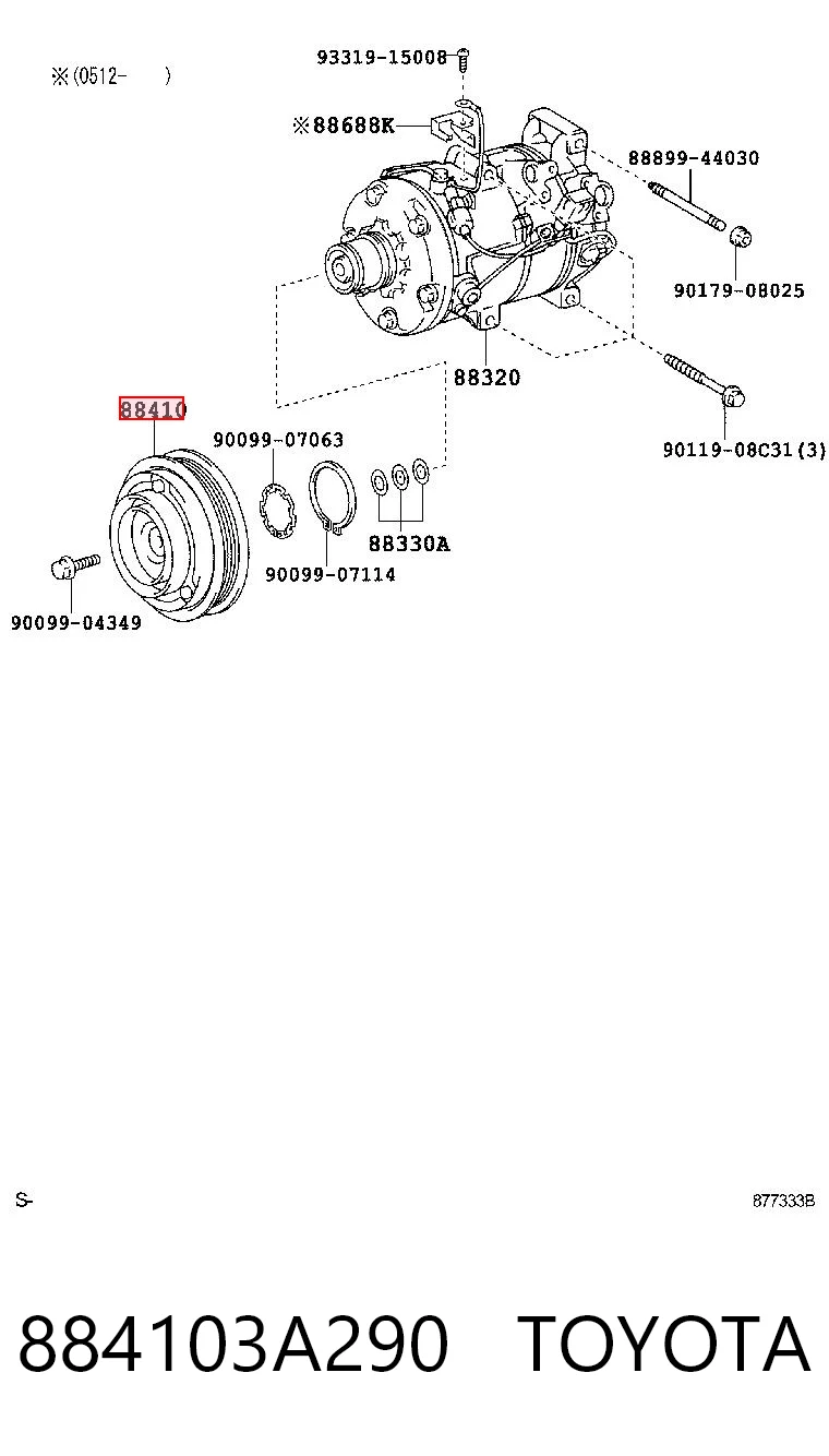 884103A290 Toyota Привід компресора системи опалення