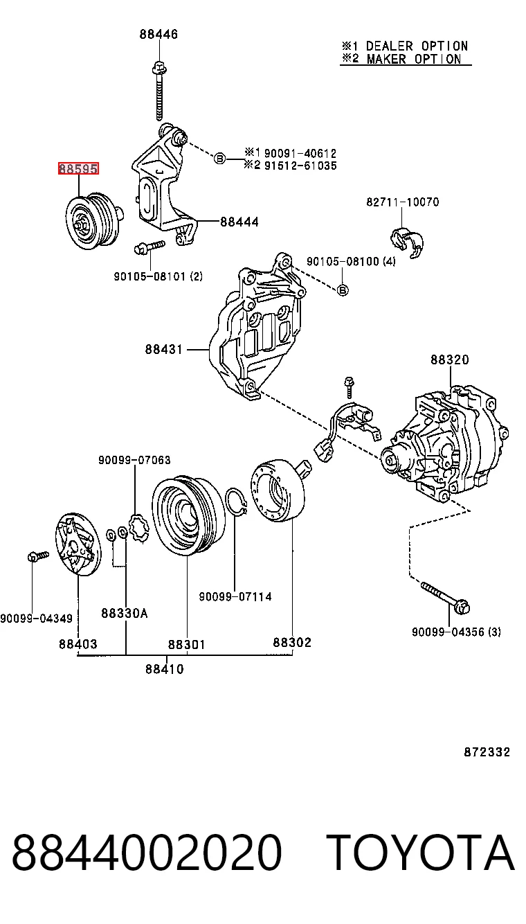 8844002020 Toyota Ролик натяжителя ременя агрегатів