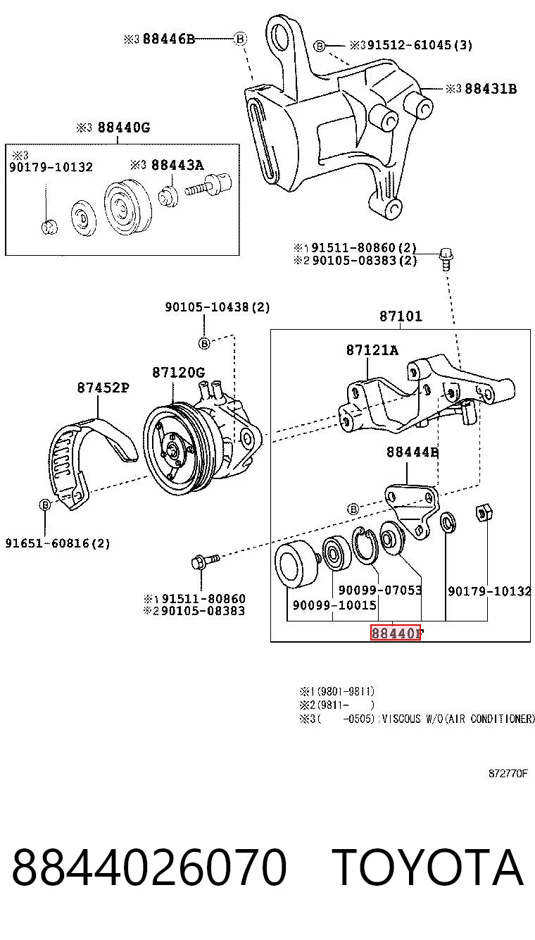 8844026070 Toyota Ролик приводного ременя, паразитний