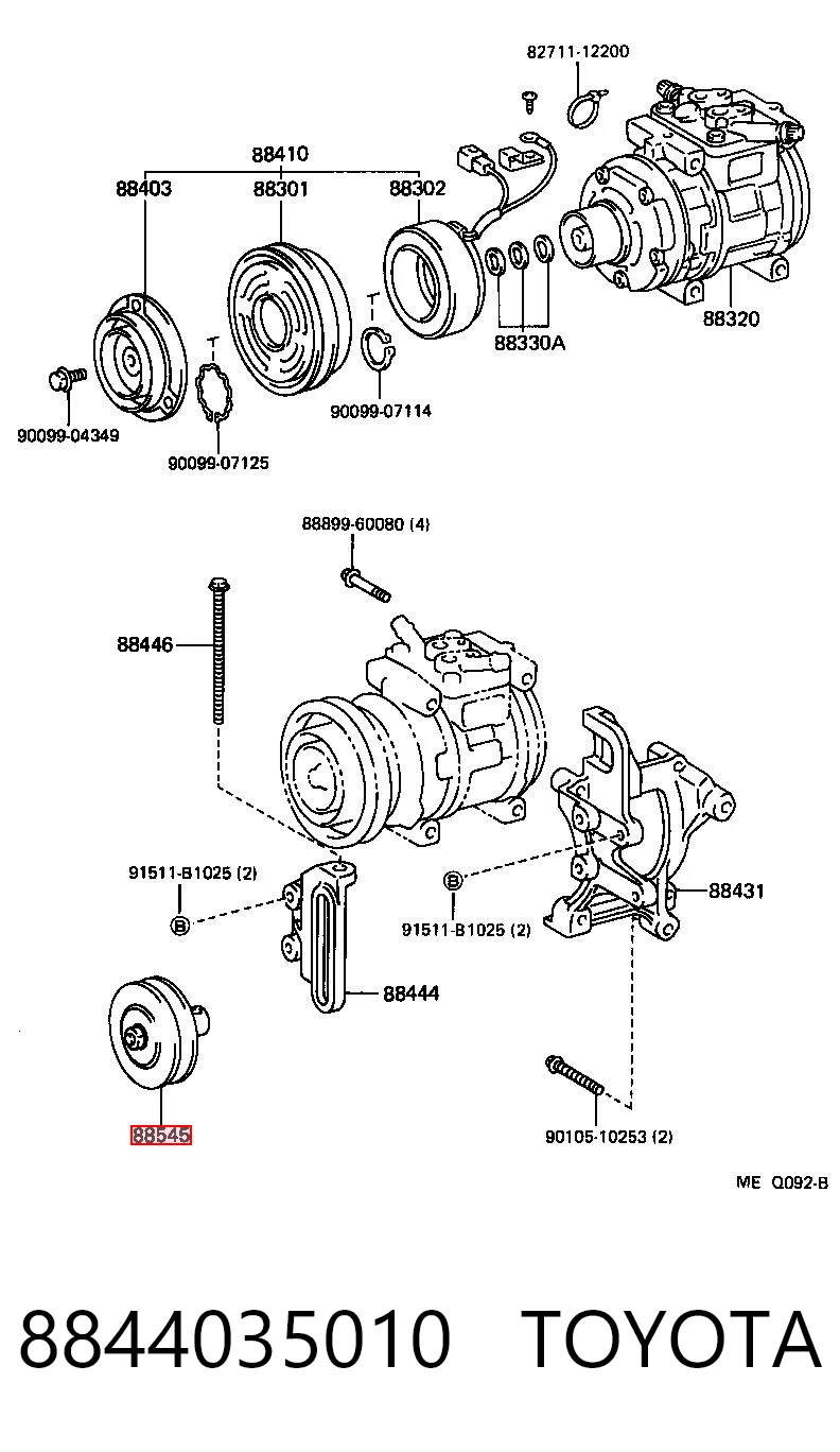 8844035010 Toyota Ролик натяжителя ременя агрегатів