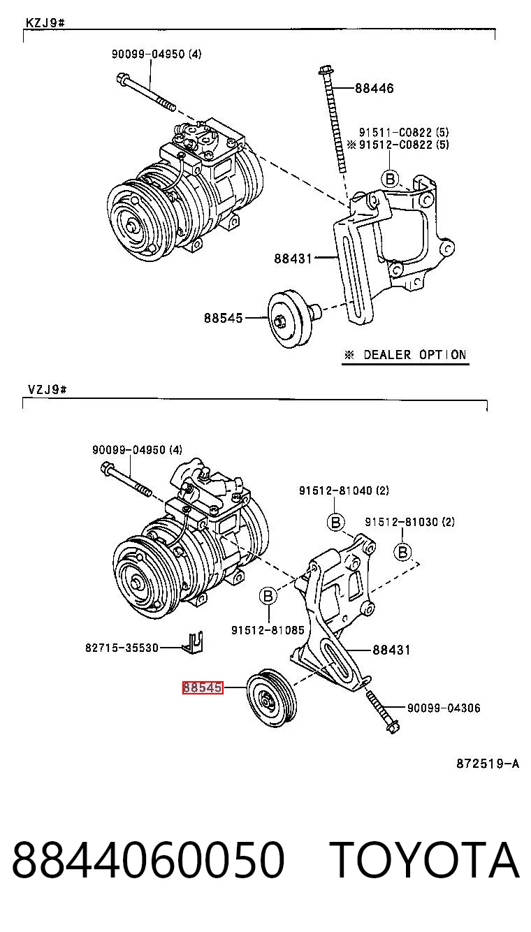8844060050 Toyota Ролик приводного ременя, паразитний