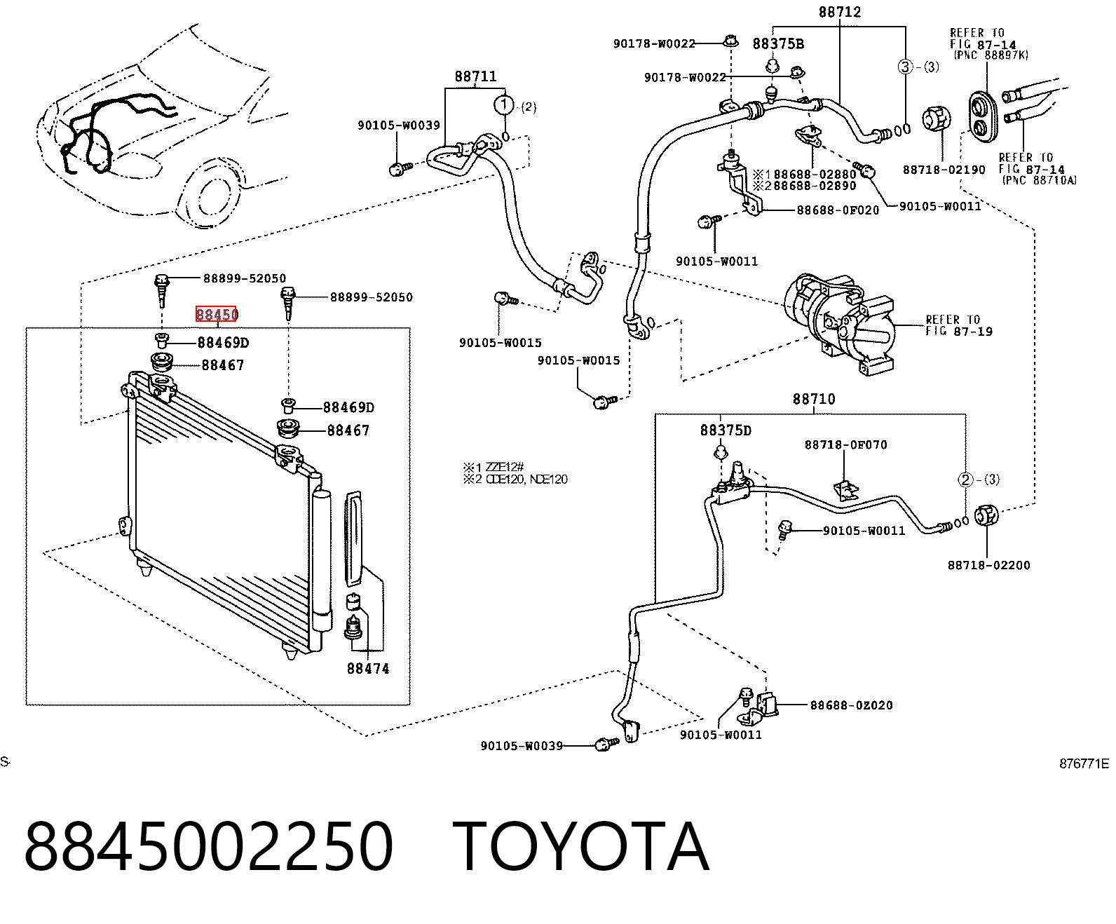 8845002250 Toyota Конденсатор