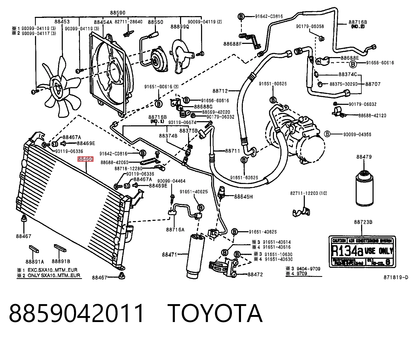 Купити Радіатор кондиціонера Toyota RAV4 I XA