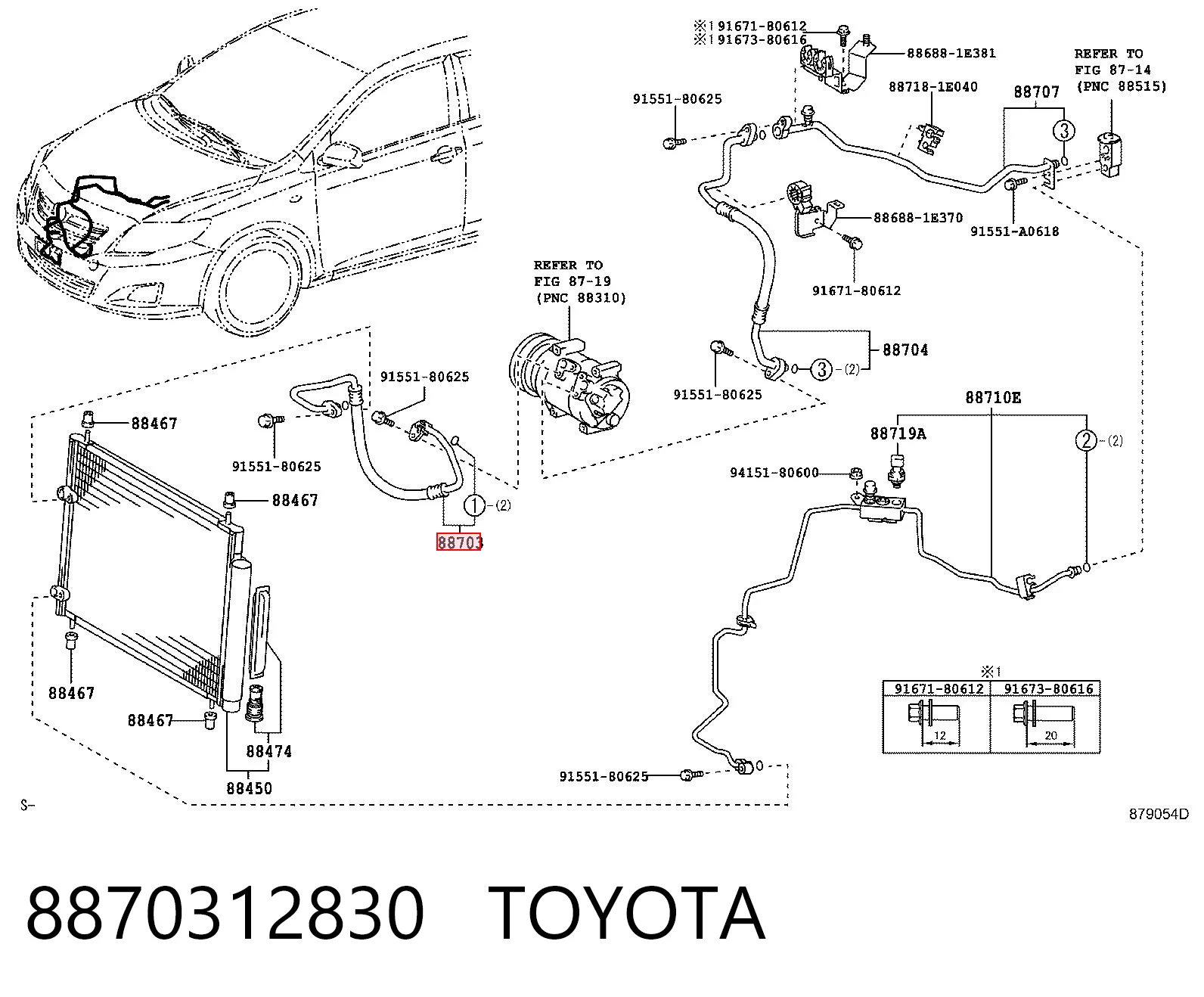 8870312830 Toyota Шланг кондиціонера, від компресора до радіатора