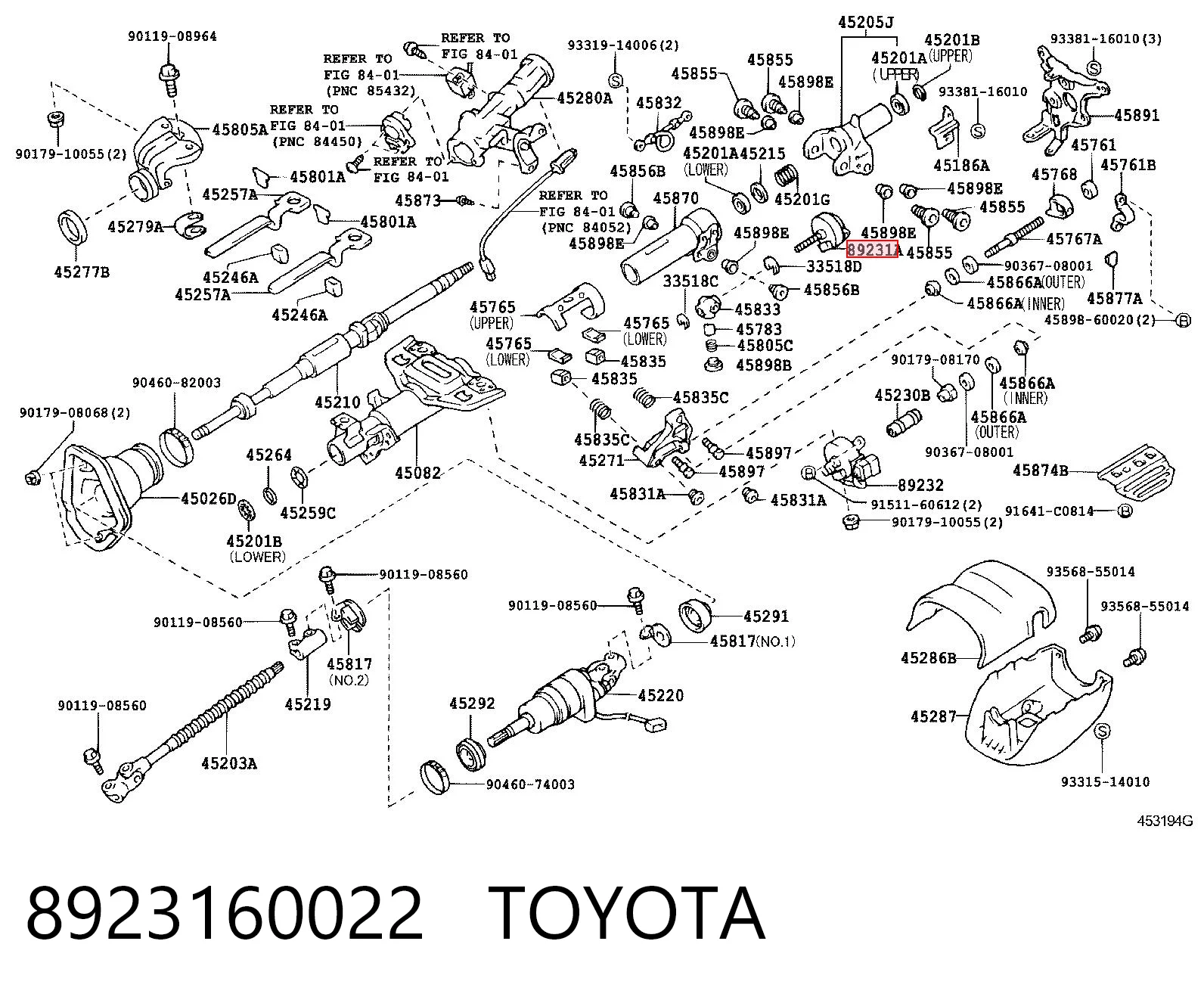 8923160022 Toyota Мотор переміщення рульової колонки