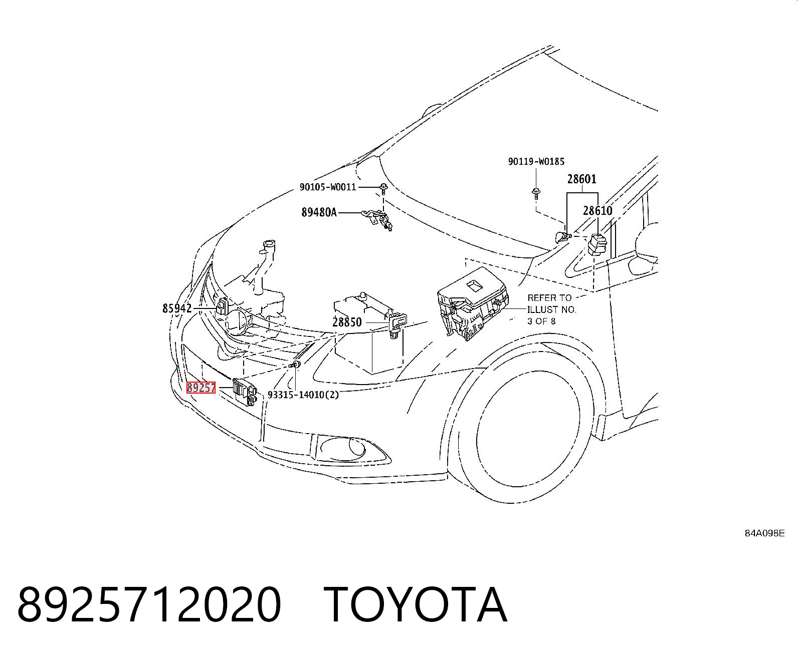 8925712020 Toyota Регулятор оборотів вентилятора охолодження, блок управління