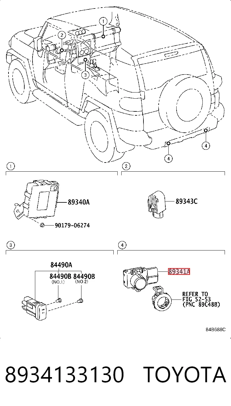 8934133130 Toyota Датчик сигналізації парковки (парктронік), задній