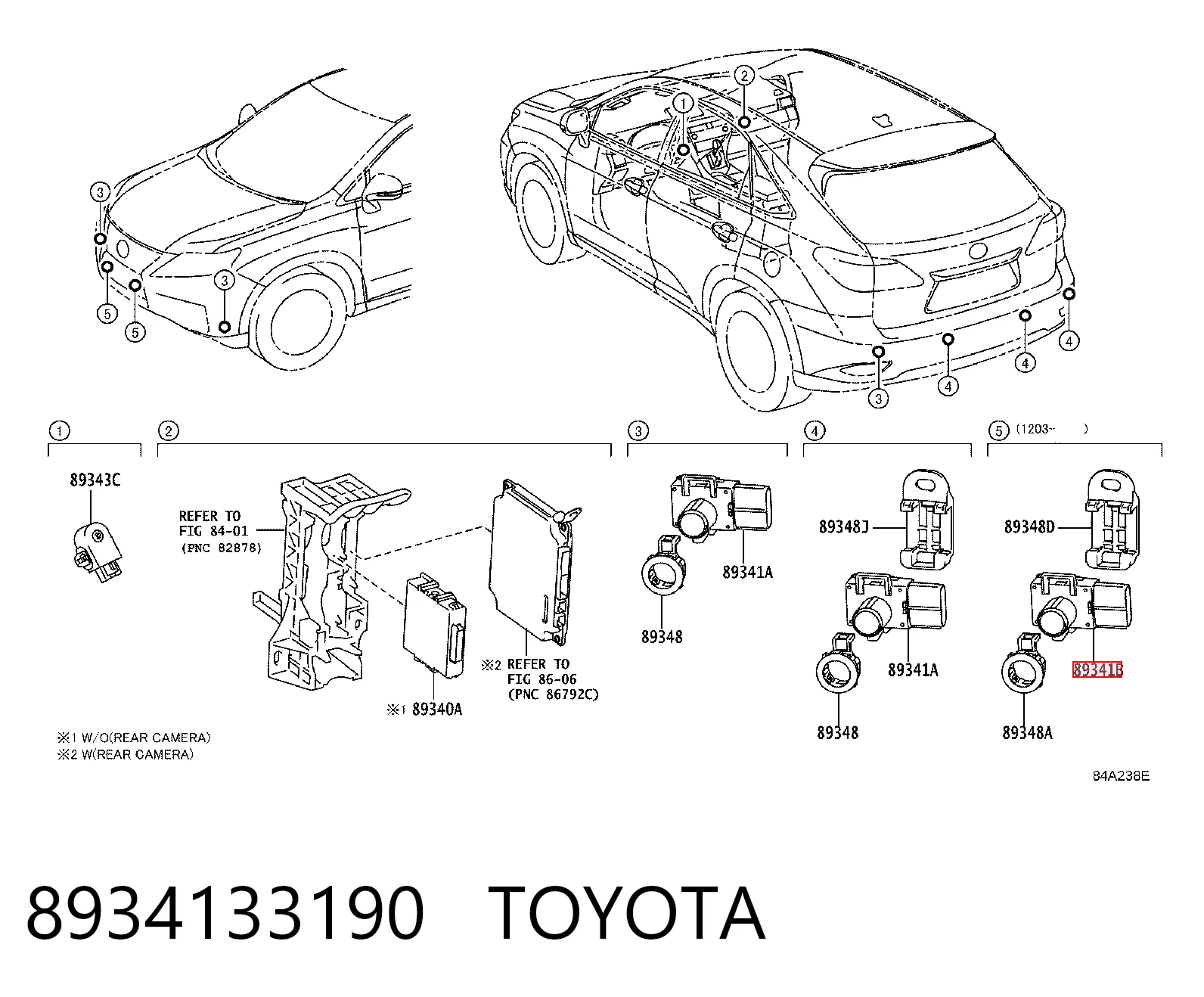 8934133190 Toyota Датчик сигналізації паркування (парктронік), задній бічній