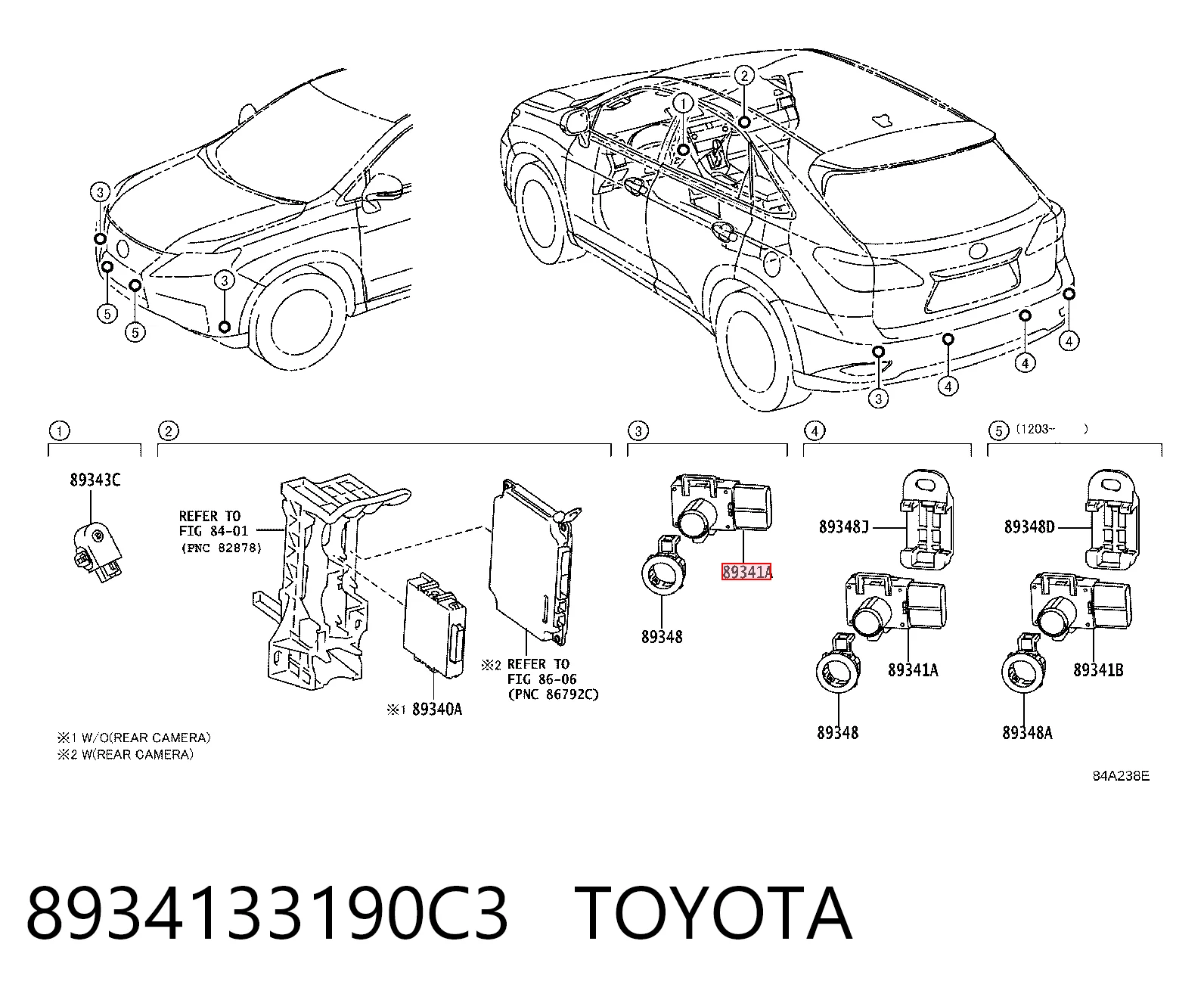8934133190C3 Toyota Датчик сигналізації паркування (парктронік), задній бічній
