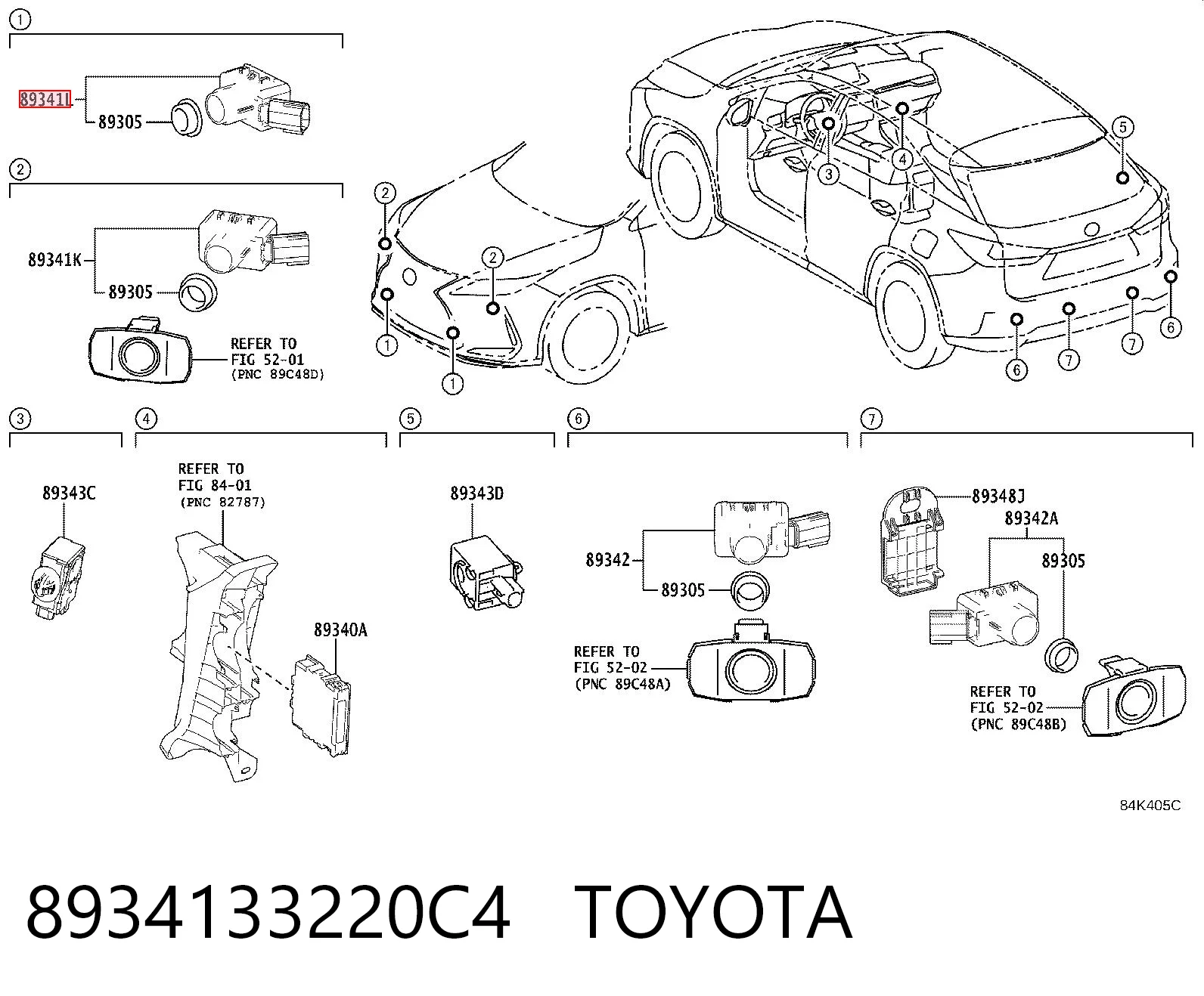 8934133220C4 Toyota Датчик сигналізації паркування (парктронік), передній