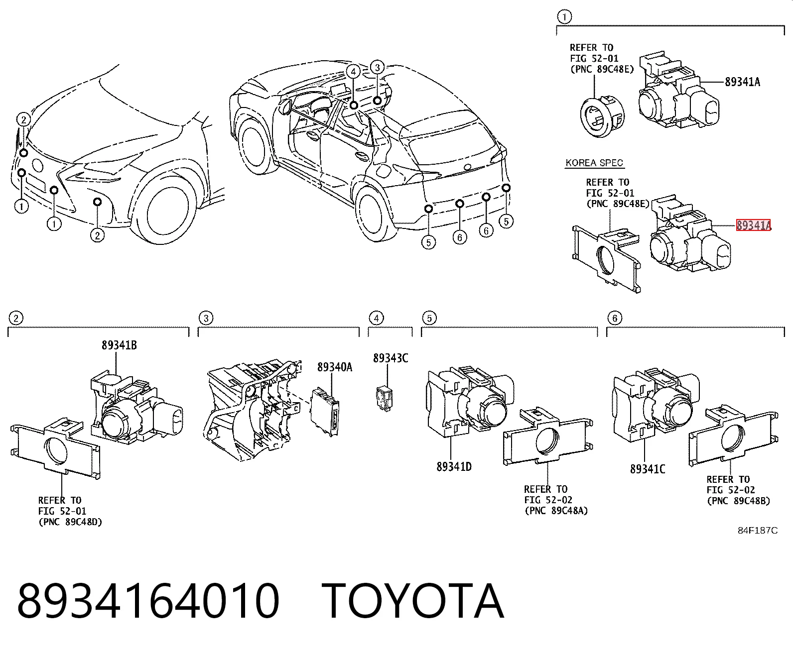 8934164010 Toyota Датчик сигналізації парковки (парктронік), задній