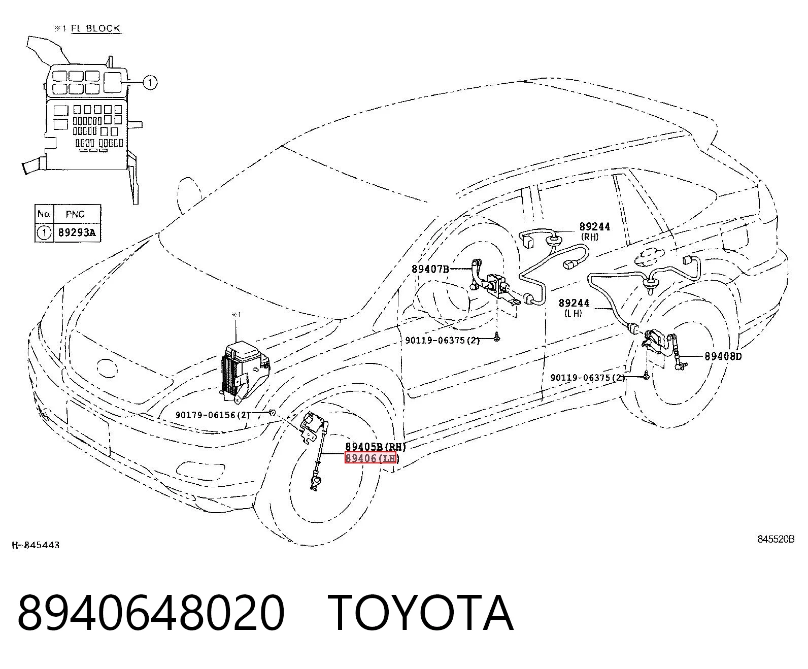 8940648020 Toyota Датчик рівня положення кузова, передній лівий