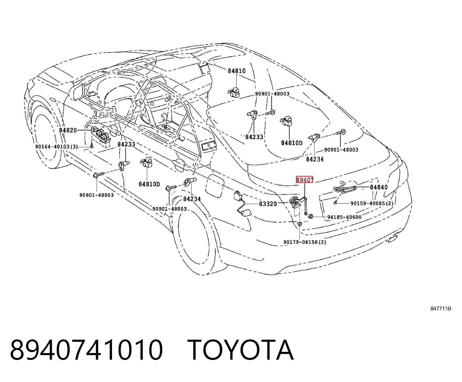 8940741010 Toyota Датчик рівня положення кузова, задній правий