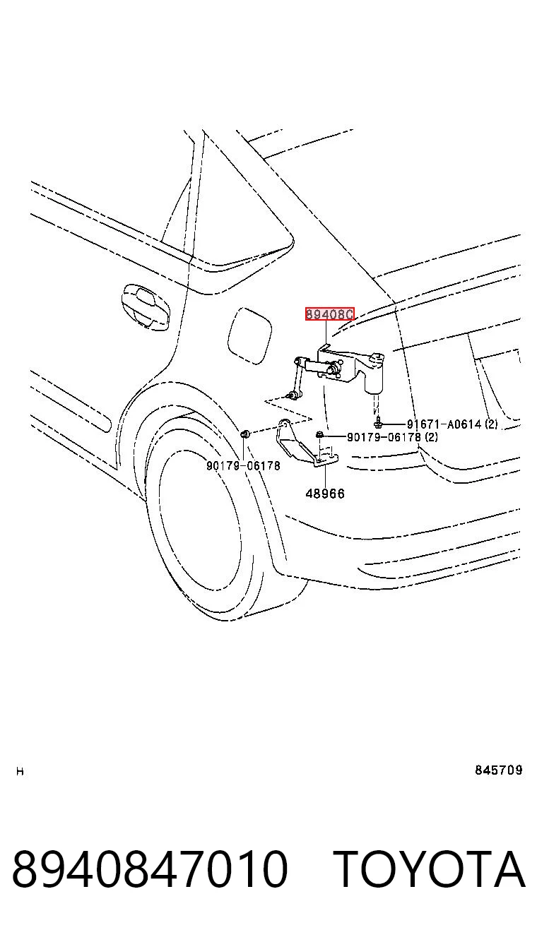 8940847010 Toyota Датчик рівня положення кузова, задній лівий