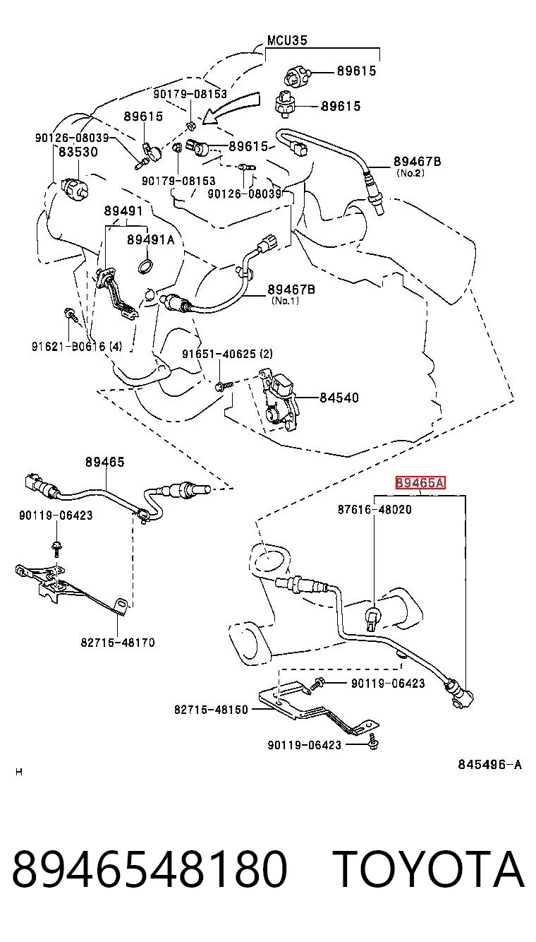 8946548180 Toyota Лямбда зонд після каталізатора, правий