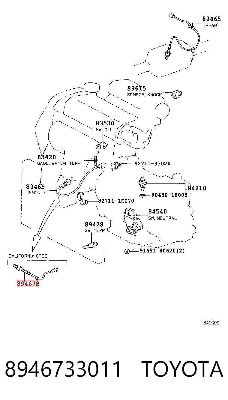 8946733011 Toyota Датчик кисню