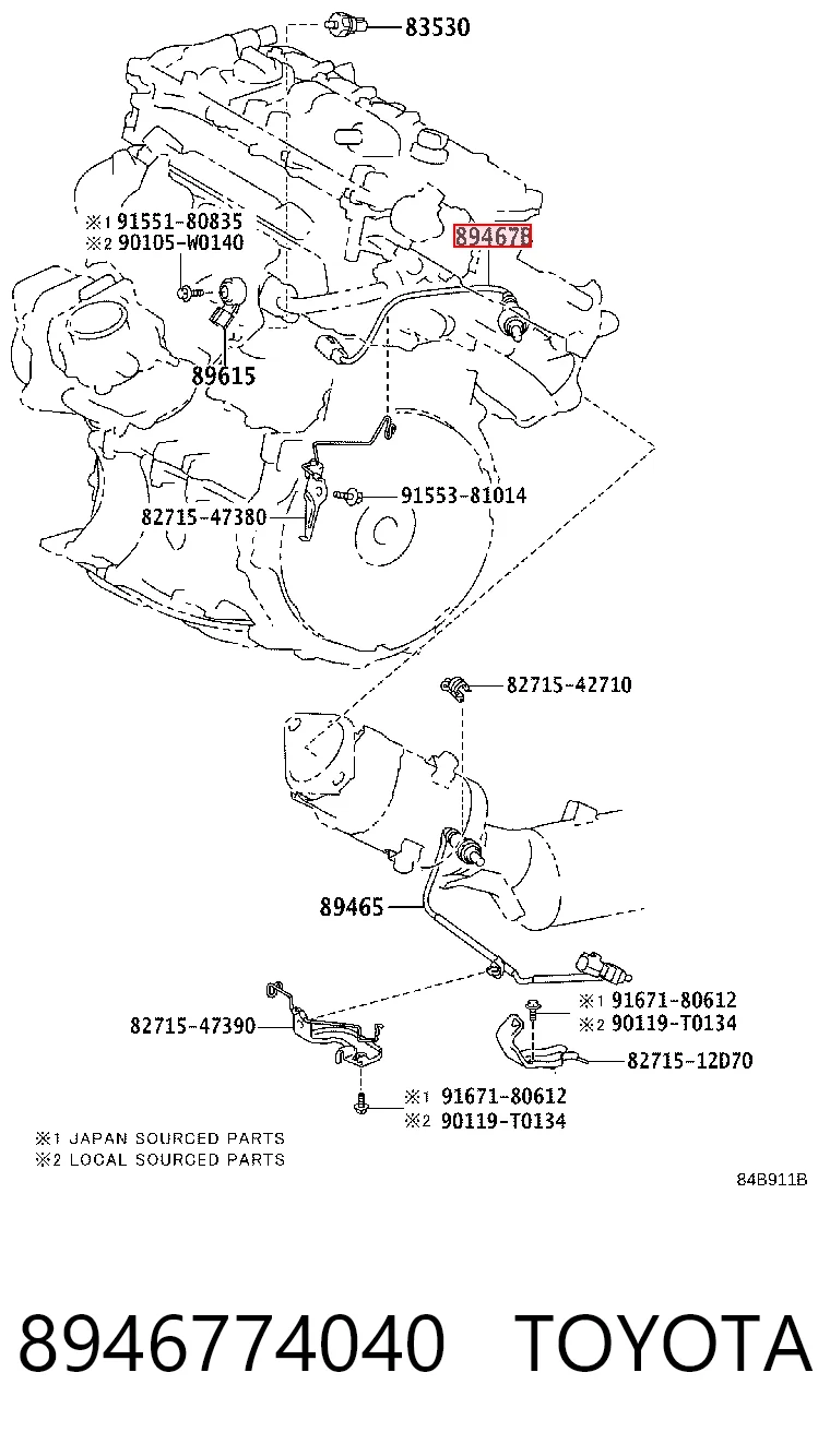 8946774040 Toyota Лямбдазонд, датчик кисню до каталізатора