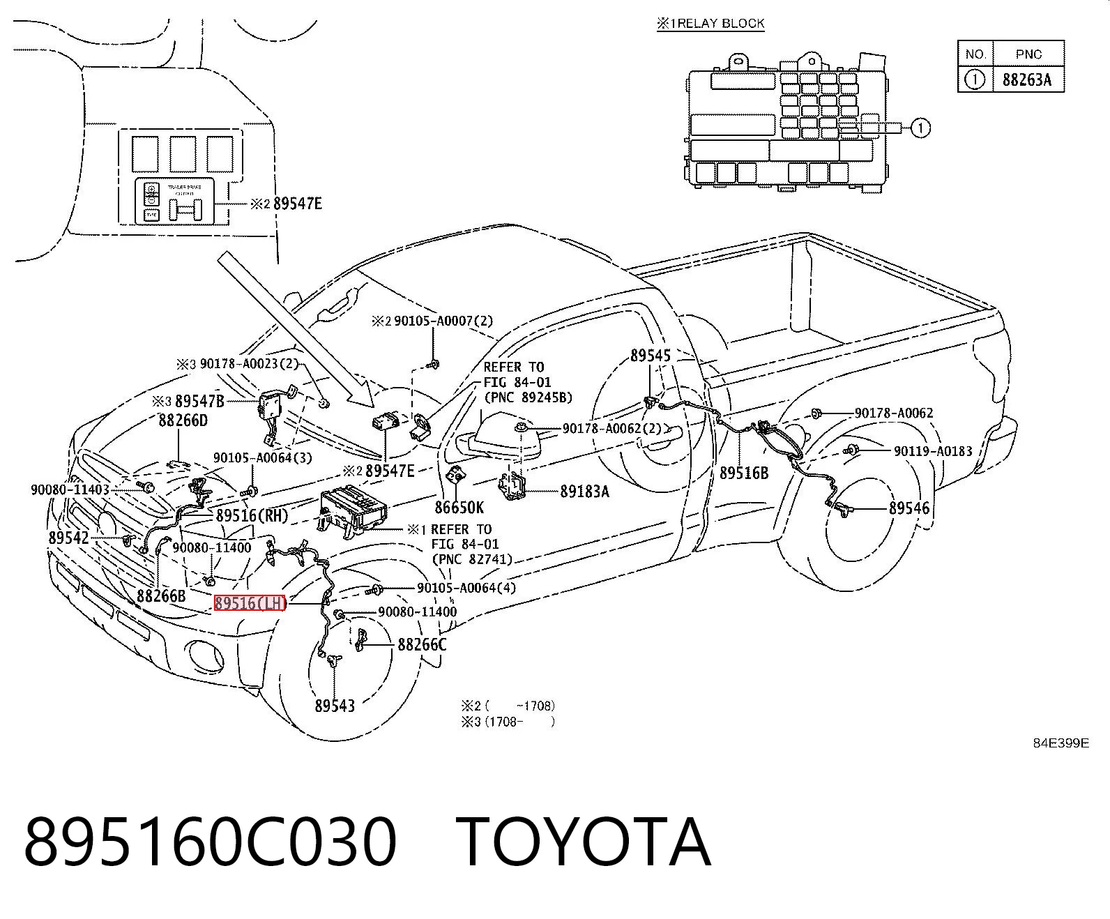 895160C030 Toyota Провід датчика АБС передній правий