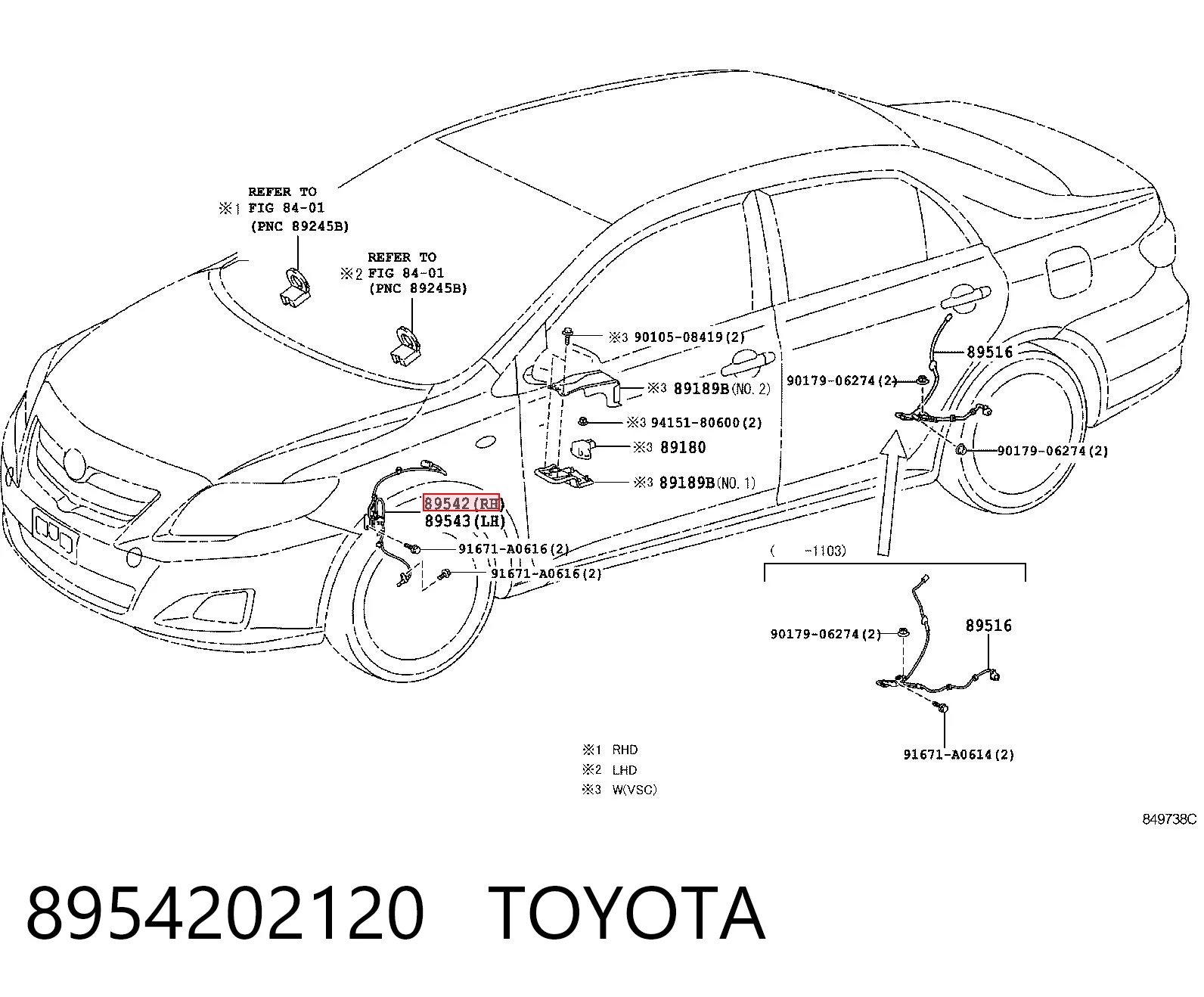 8954202120 Toyota Передній правий датчик абс