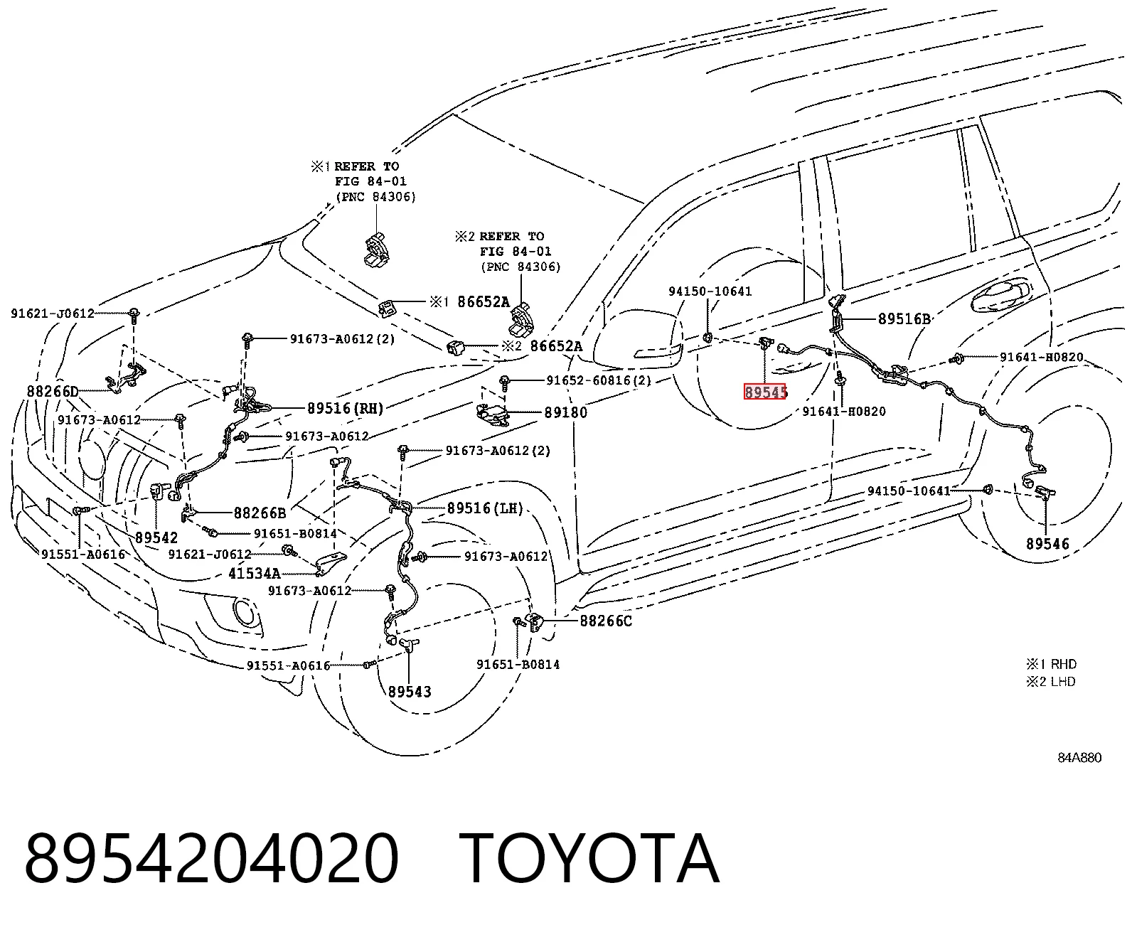 8954204020 Toyota Датчик АБС (ABC) передній, правий