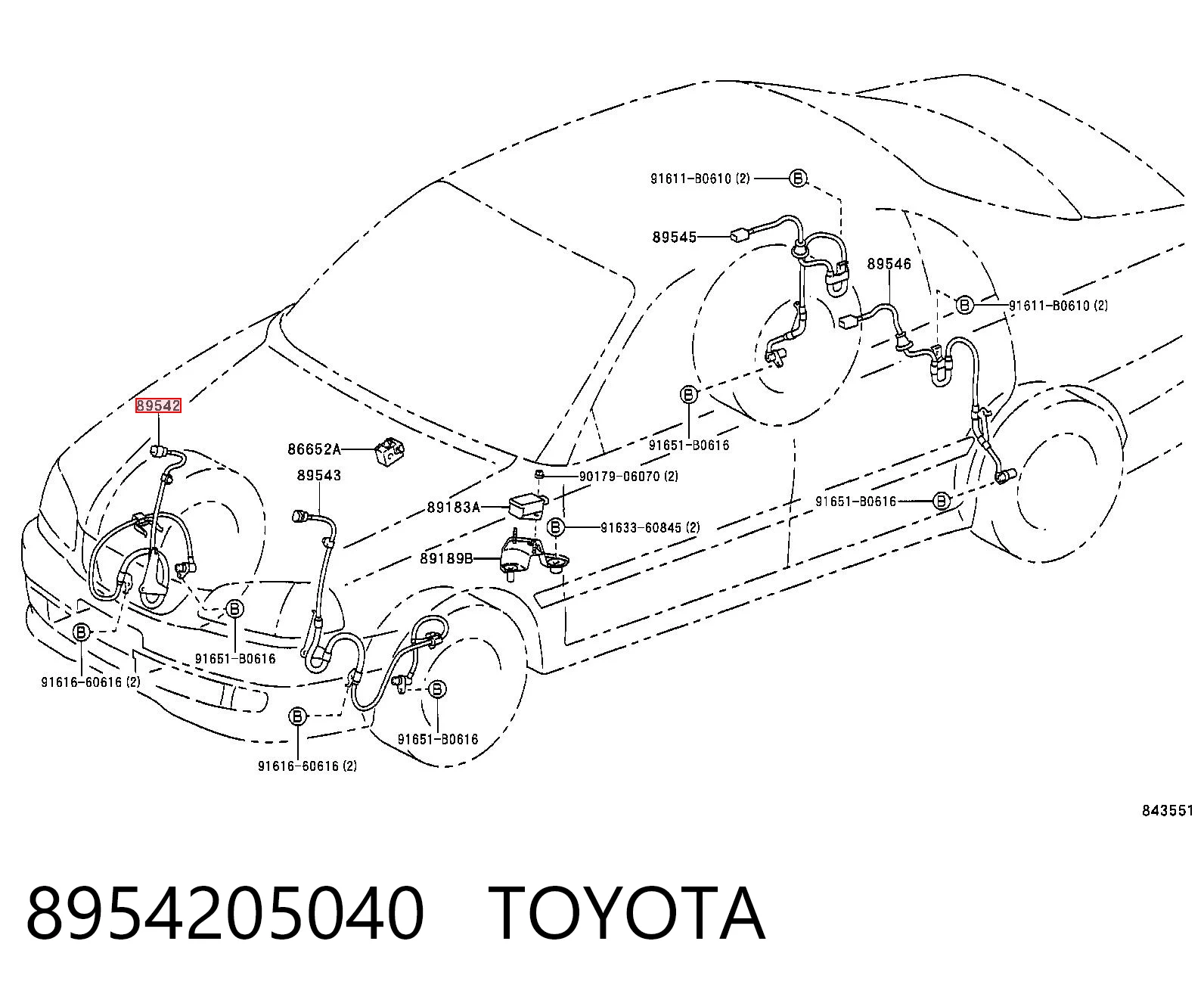 8954205040 Toyota Датчик АБС (ABC) передній, правий