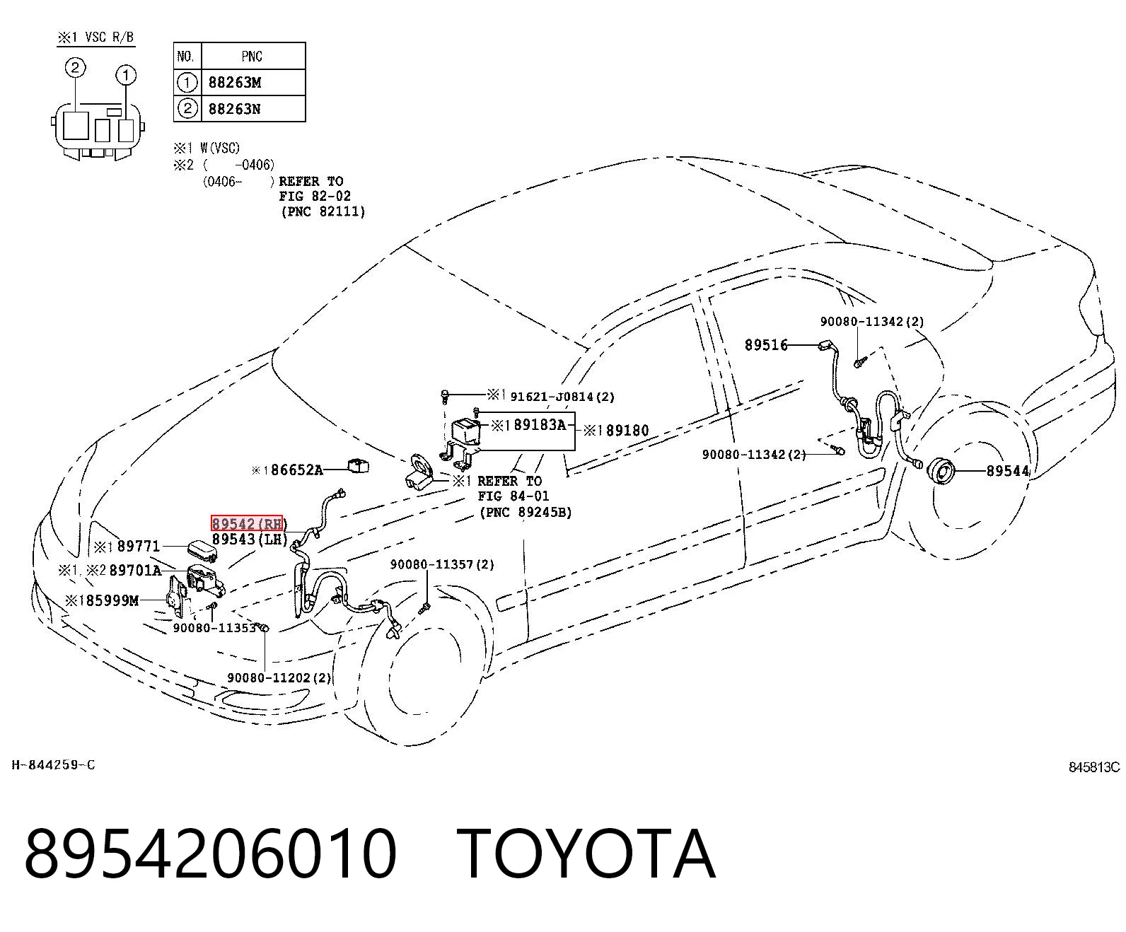 8954206010 Toyota Датчик АБС (ABC) передній, правий