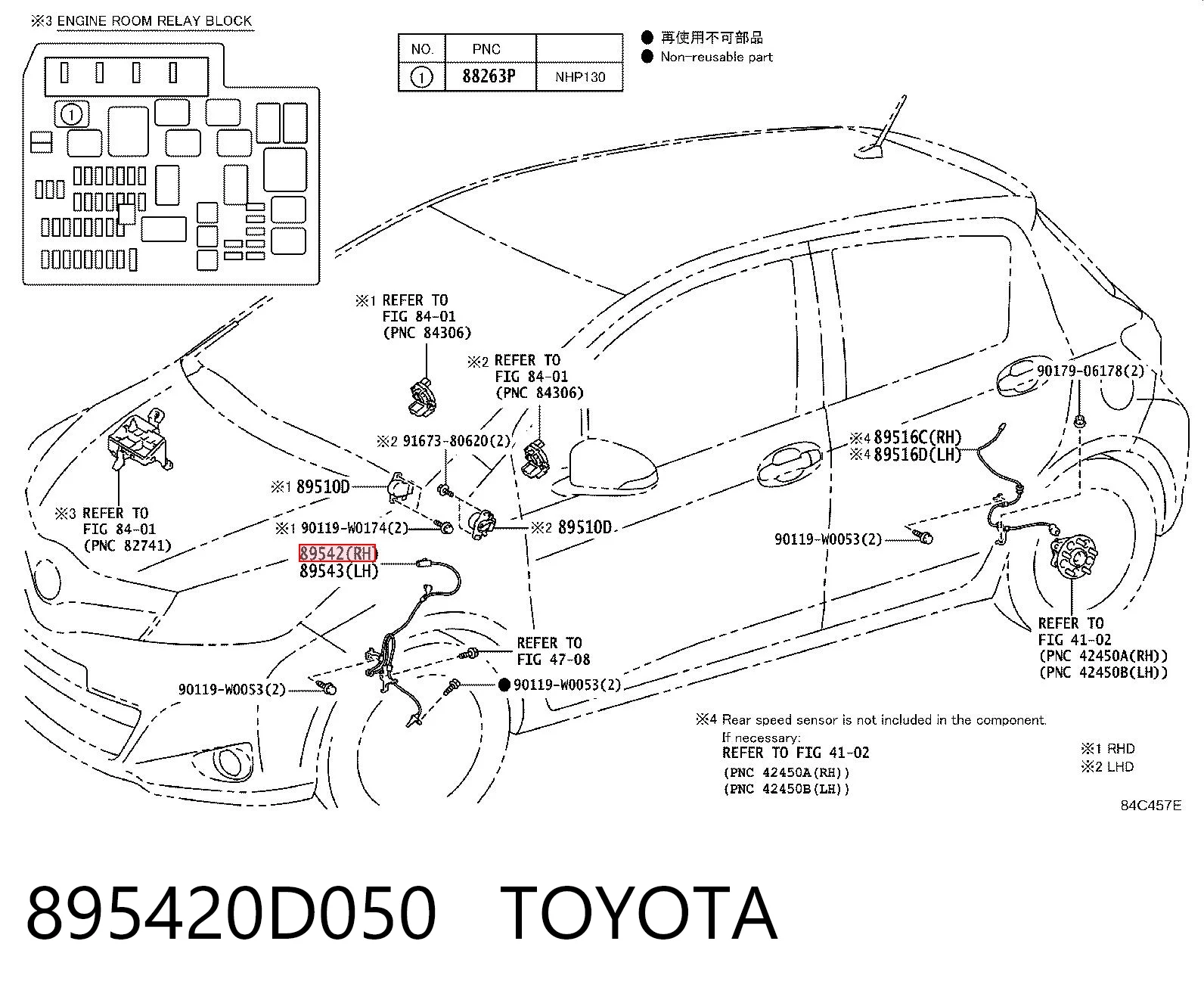 895420D050 Toyota Датчик АБС (ABC) передній, правий