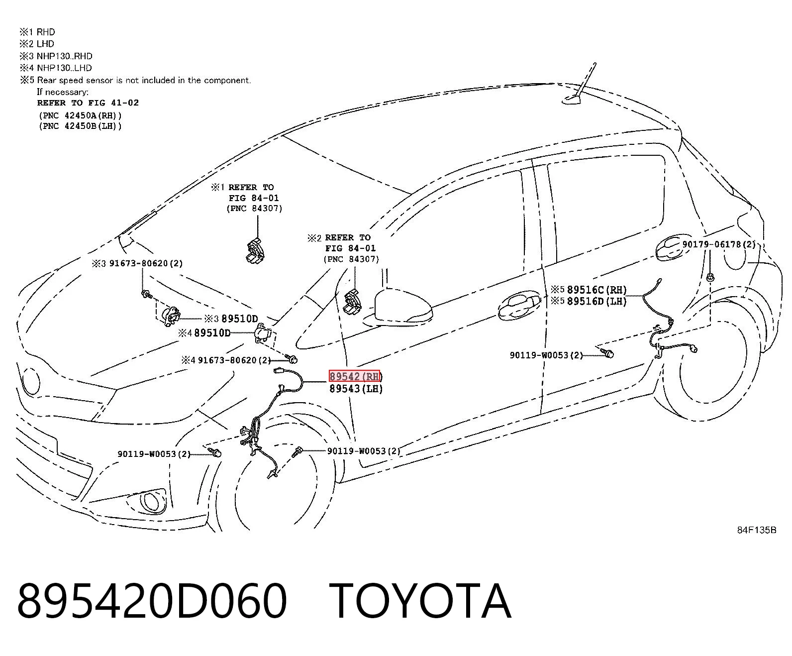 895420D060 Toyota Датчик АБС (ABC) передній, правий