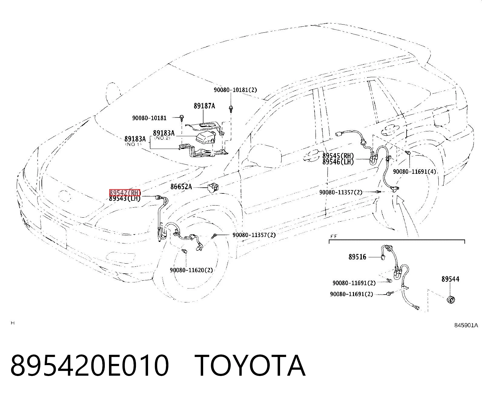 895420E010 Toyota Датчик АБС (ABC) передній, правий