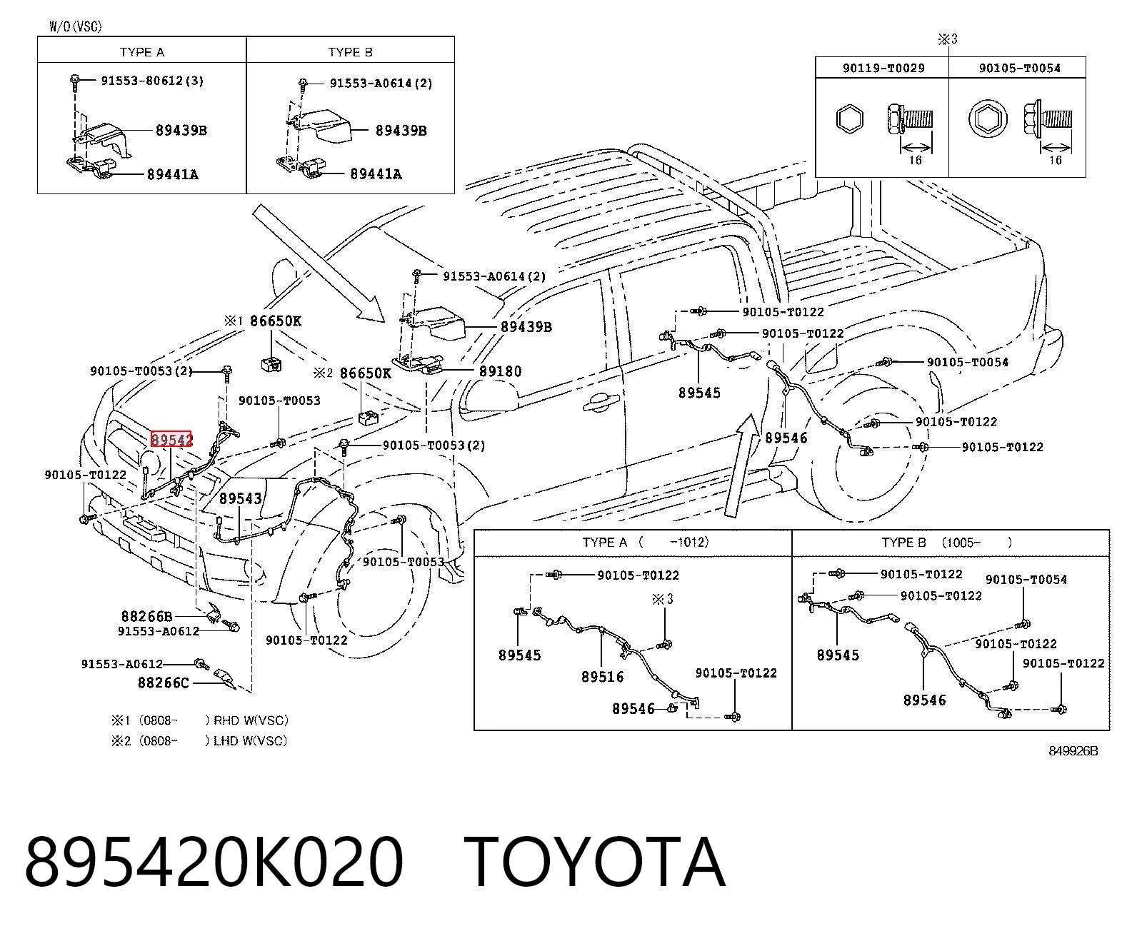 895420K020 Toyota Датчик АБС (ABC) передній, правий