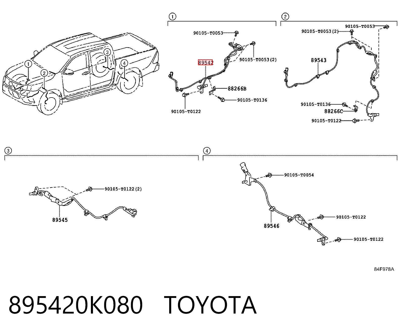 895420K080 Toyota Передній правий датчик абс
