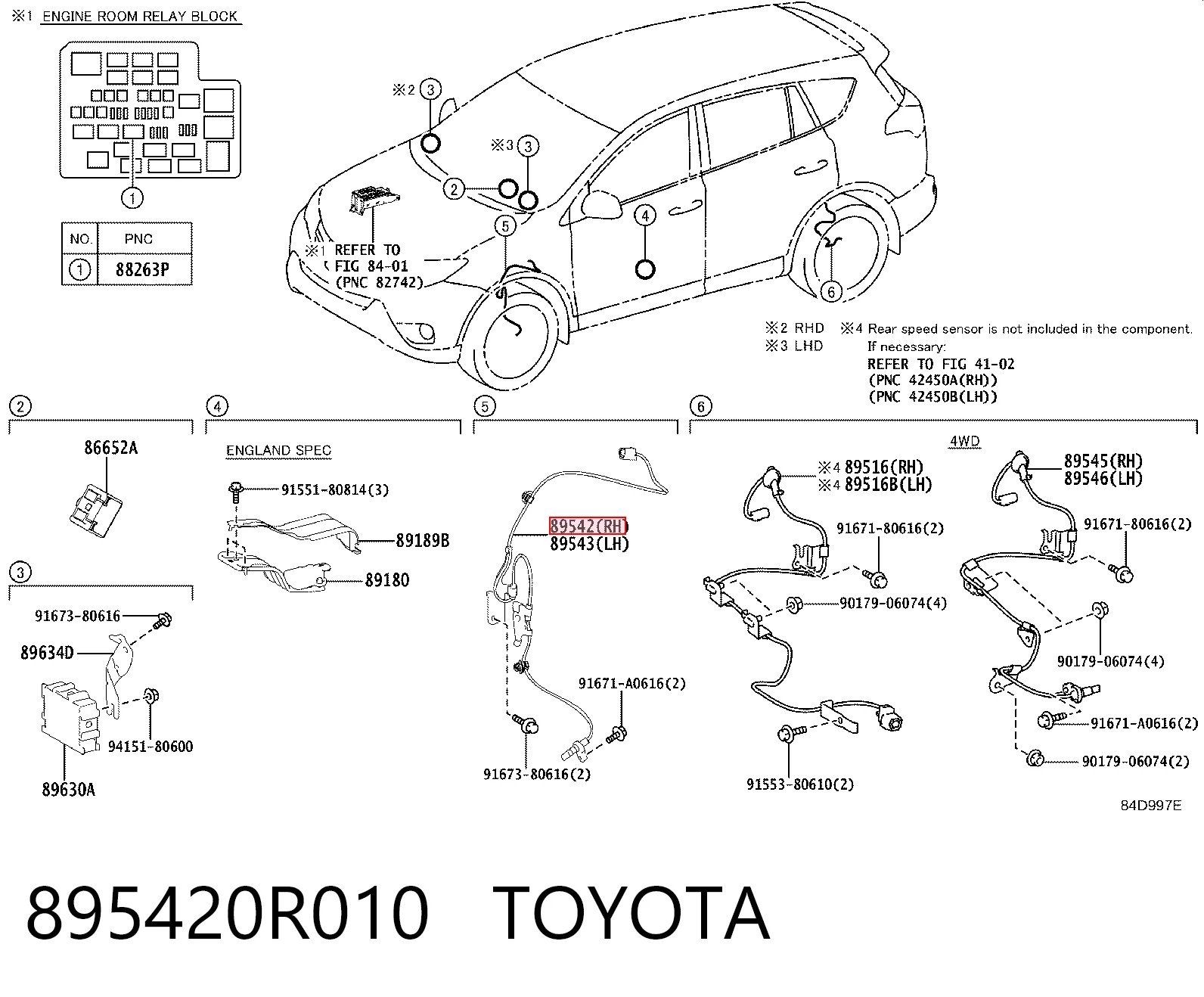 895420R010 Toyota Датчик АБС (ABC) передній, правий