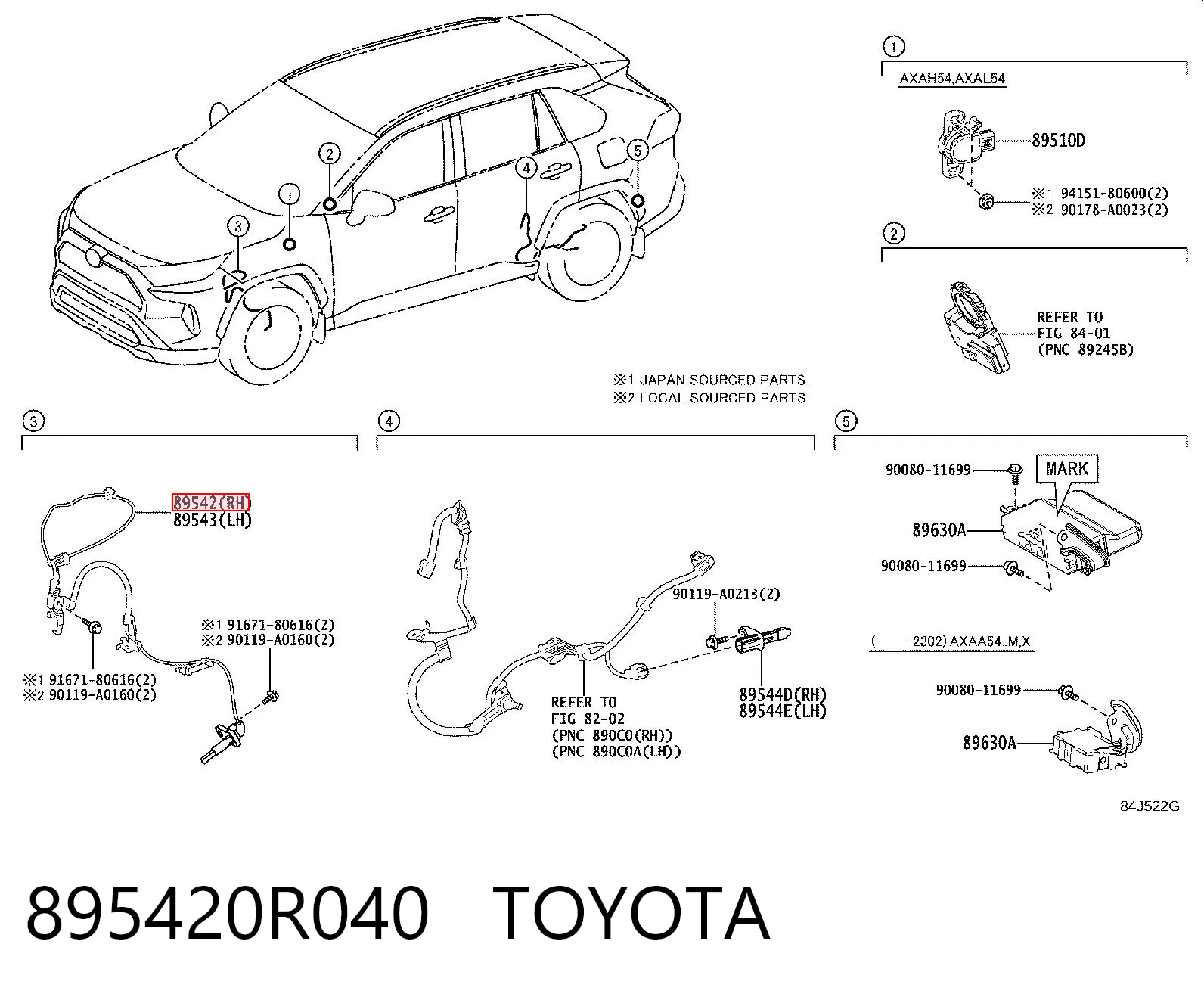 895420R040 Toyota Передній правий датчик абс
