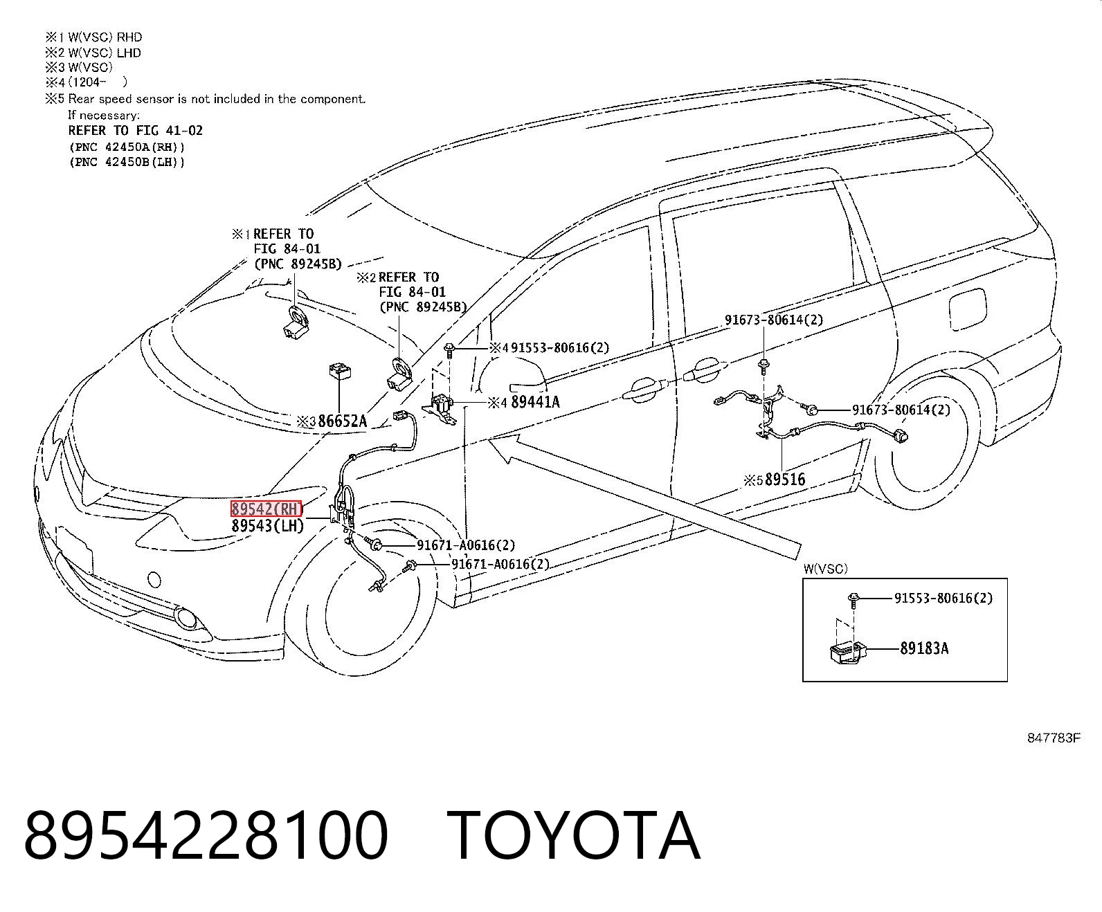 8954228100 Toyota Датчик АБС (ABC) передній, правий