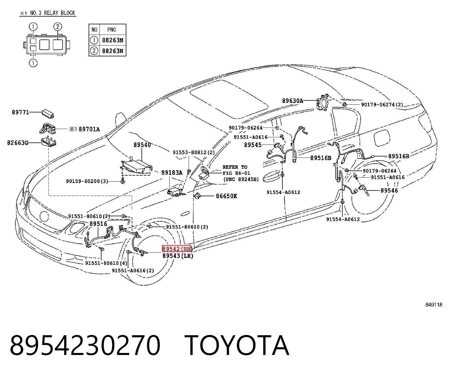 8954230270 Toyota Датчик АБС (ABC) передній, правий