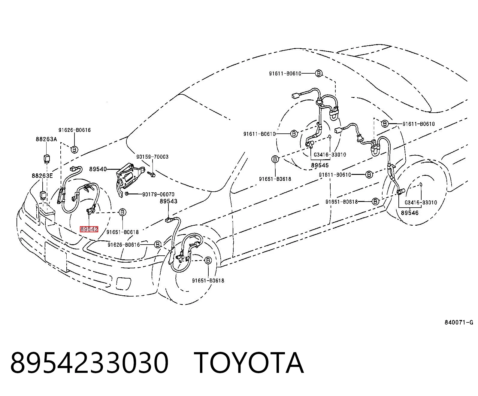 8954233030 Toyota Датчик АБС (ABC) передній, правий