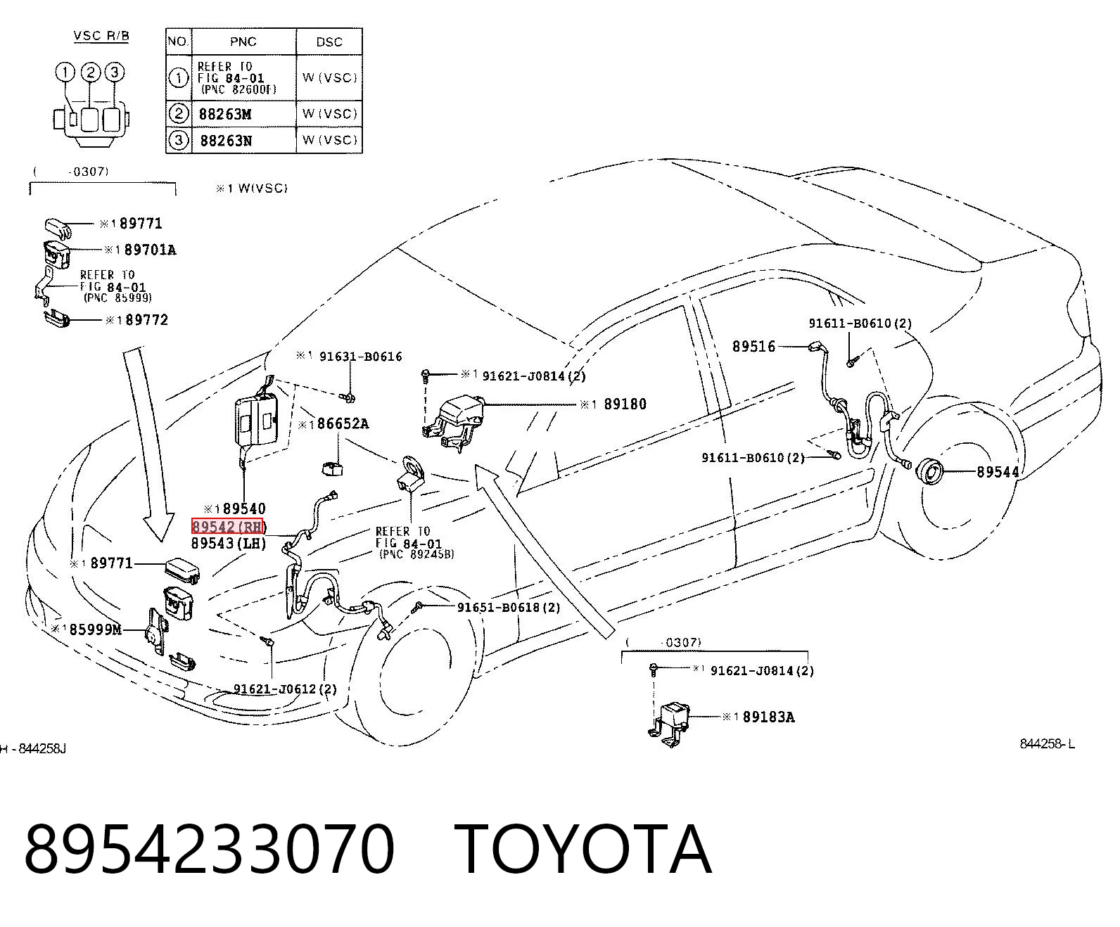 8954233070 Toyota Передній правий датчик абс