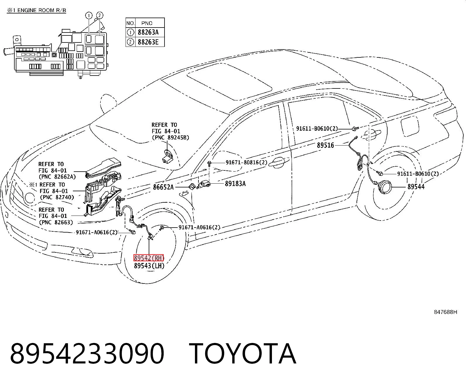 8954233090 Toyota Датчик АБС (ABC) передній, правий