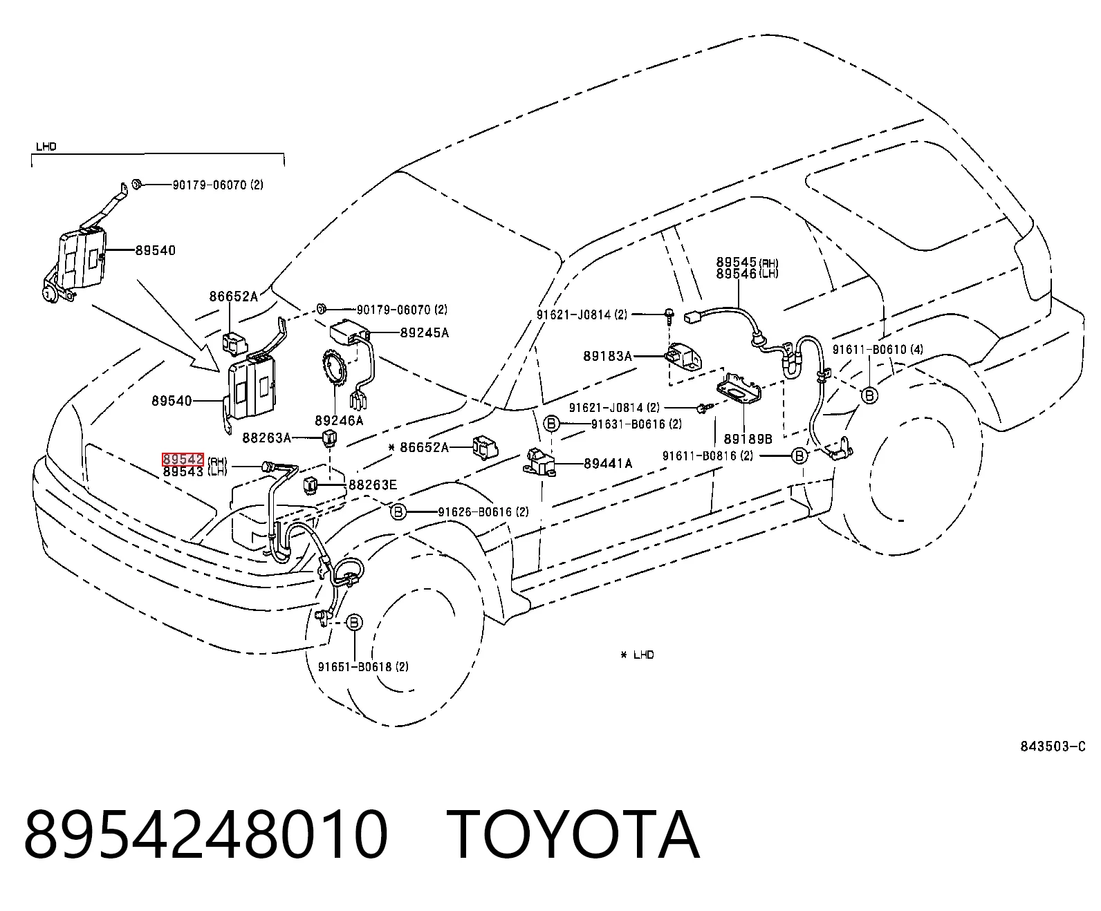 8954248010 Toyota Датчик АБС (ABC) передній, правий