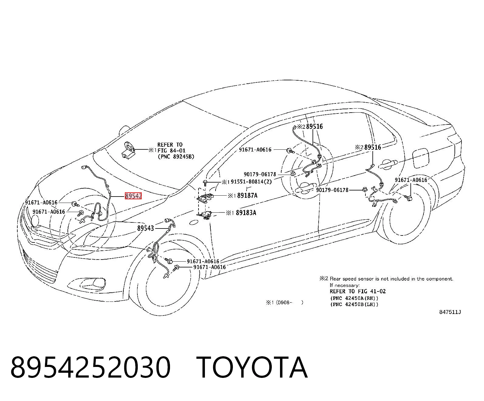 8954252030 Toyota Передній правий датчик абс