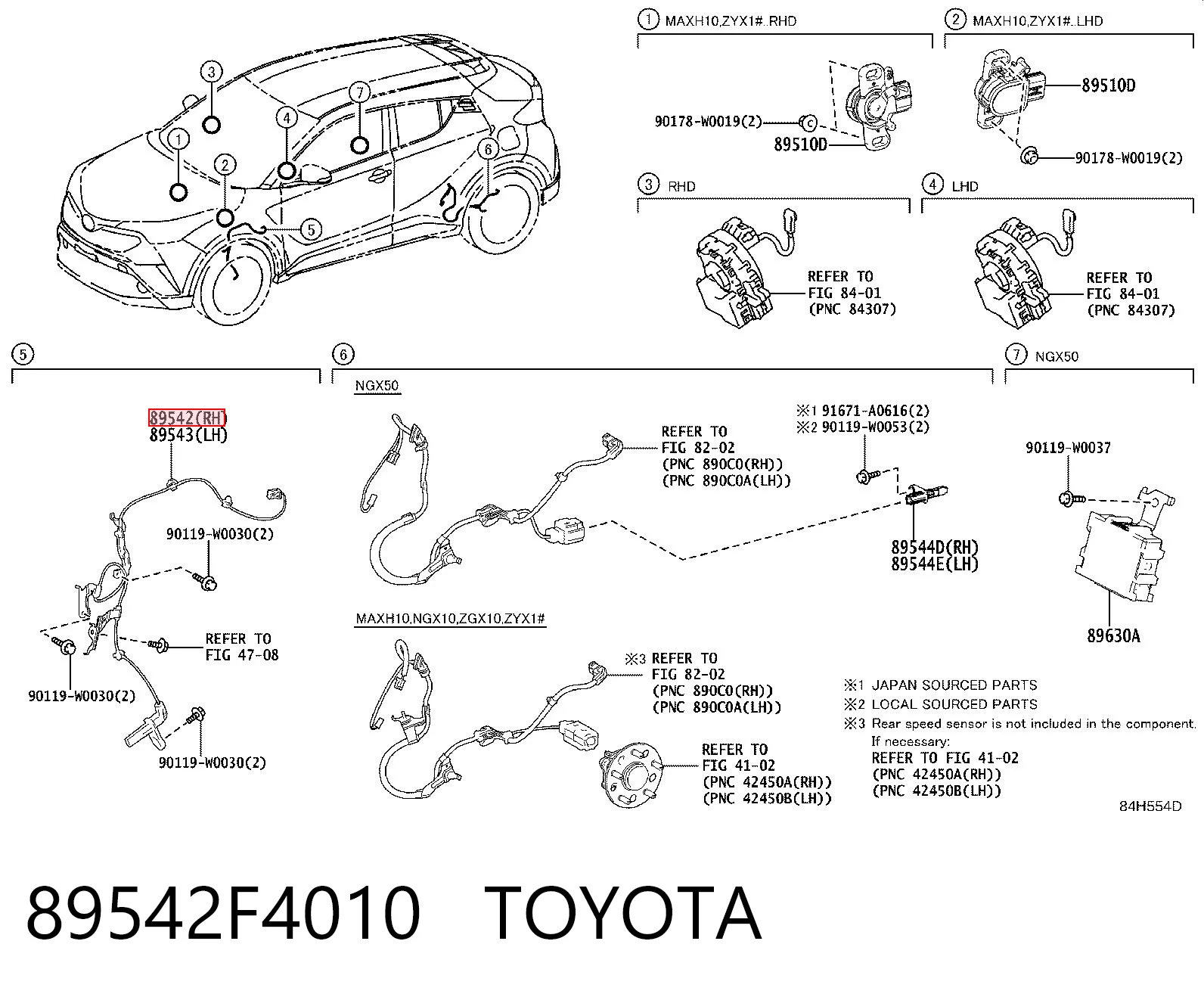 89542F4010 Toyota Передній правий датчик абс