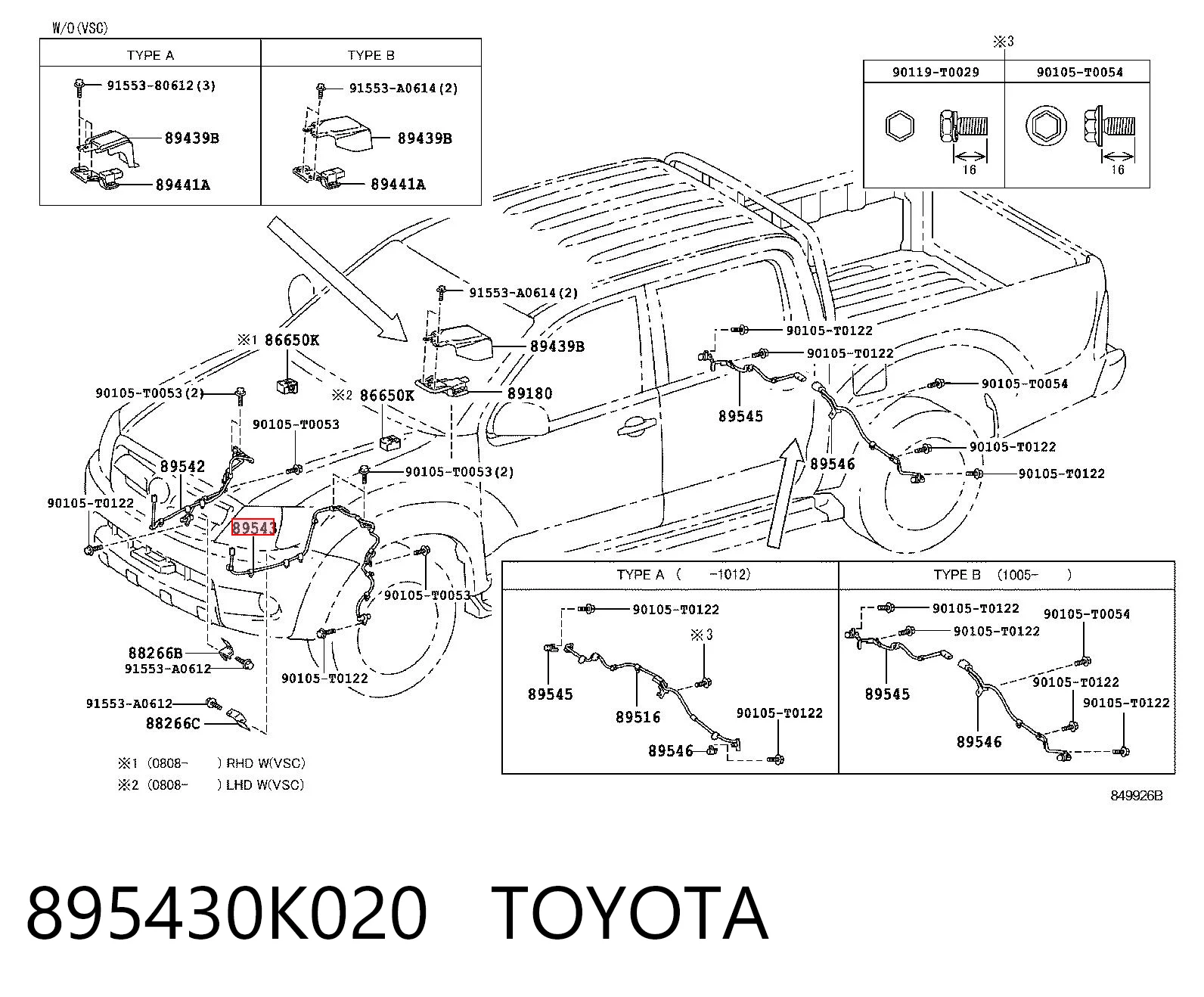 895430K020 Toyota Сенсор АБС
