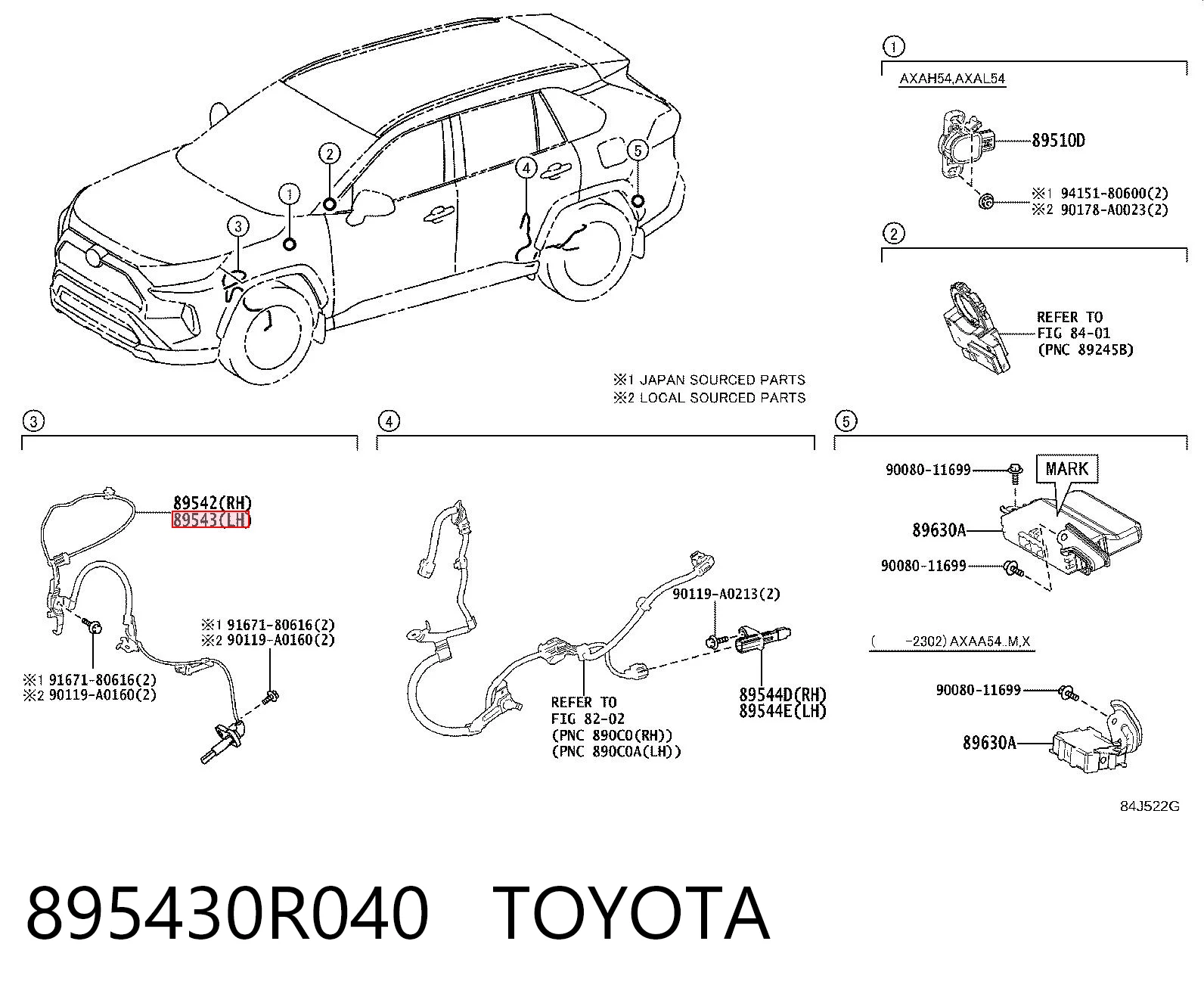 895430R040 Toyota Сенсор АБС