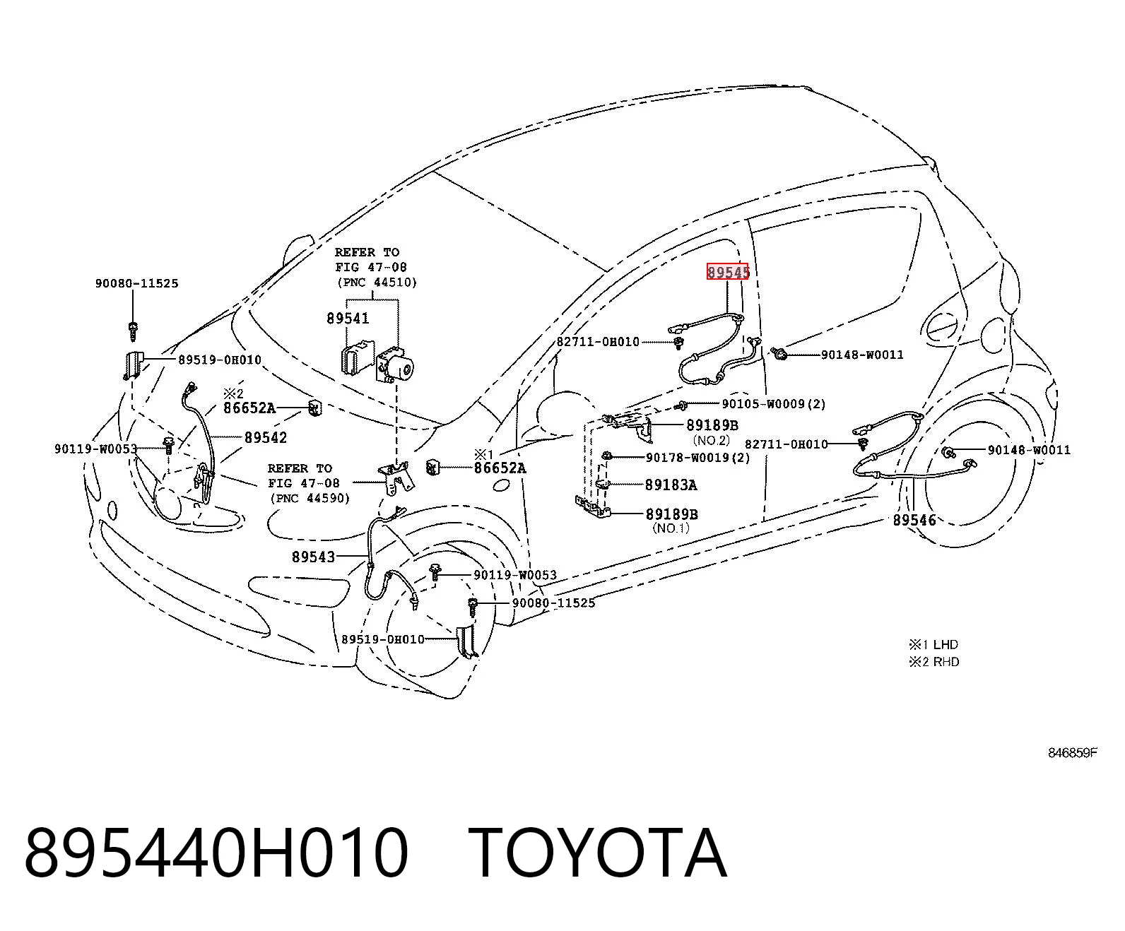 895440H010 Toyota Датчик АБС (ABS) задній