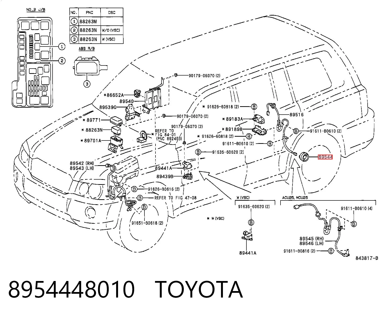 8954448010 Toyota Датчик АБС (ABS) задній