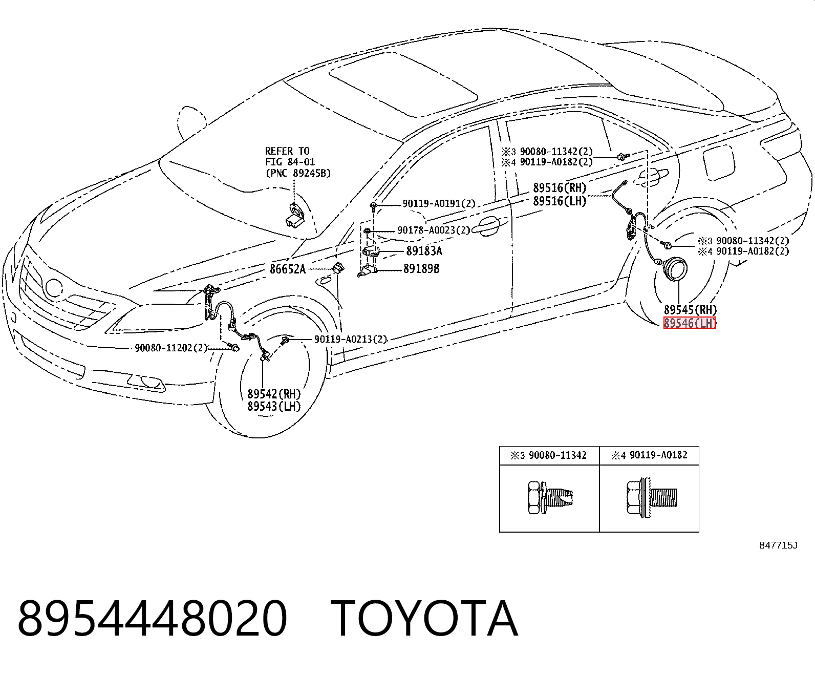 8954448020 Toyota Датчик АБС (ABS) задній