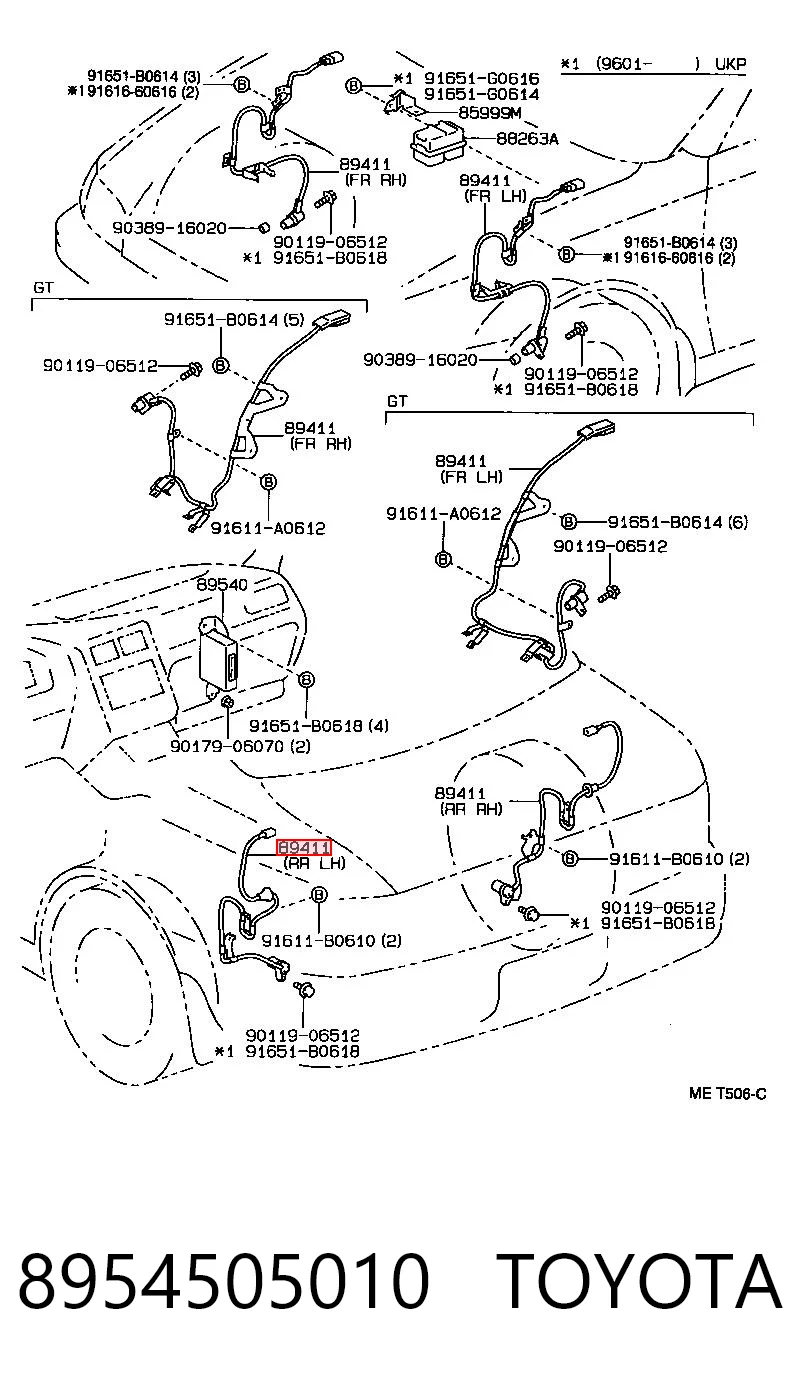 8954505010 Toyota Датчик АБС (ABS) задній правий