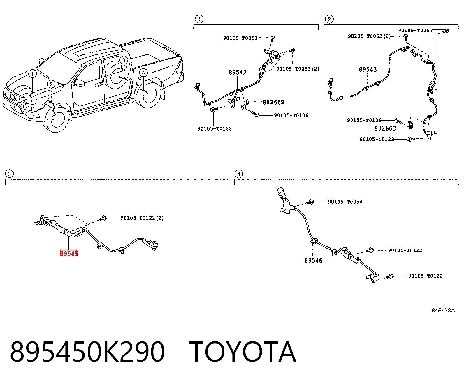 895450K290 Toyota Датчик АБС задній правий